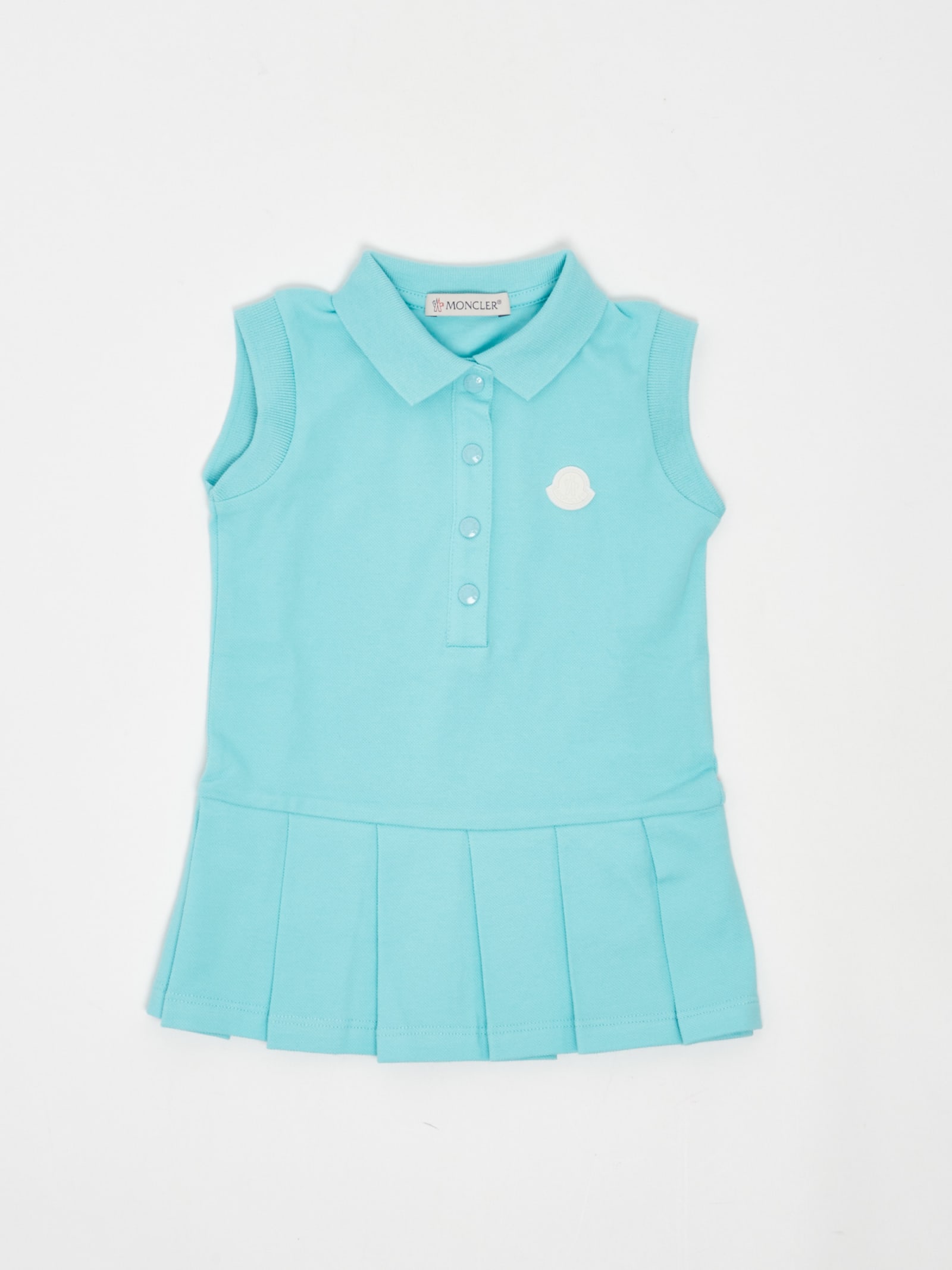 Moncler Babies' Cotton Dress In H Azzurro