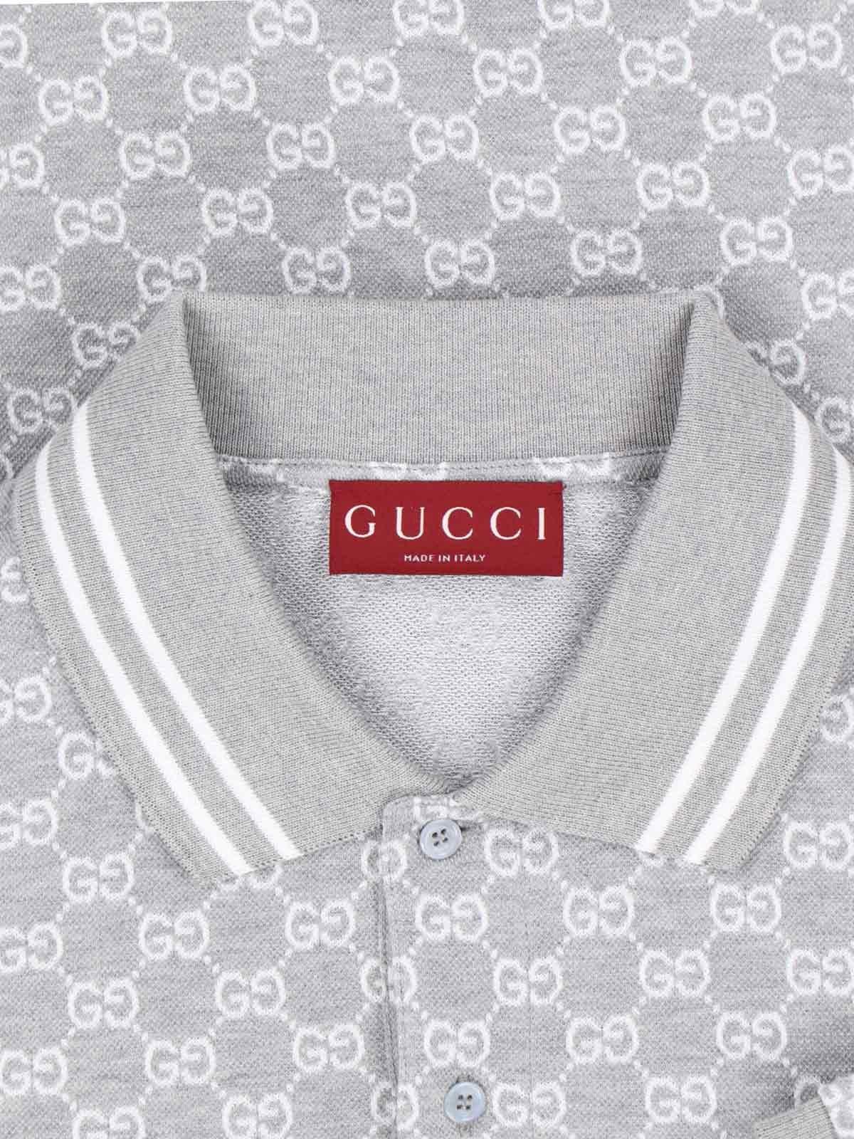 Shop Gucci Polo Logo Pattern In Grey