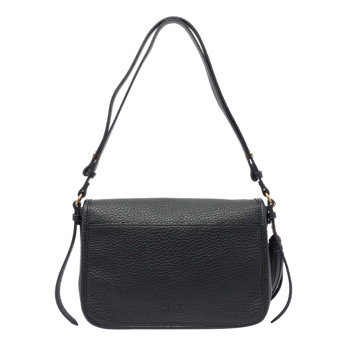 Liu •jo Liu Jo Logo-embellished Black Shoulder Bag With Textured Finish In Black