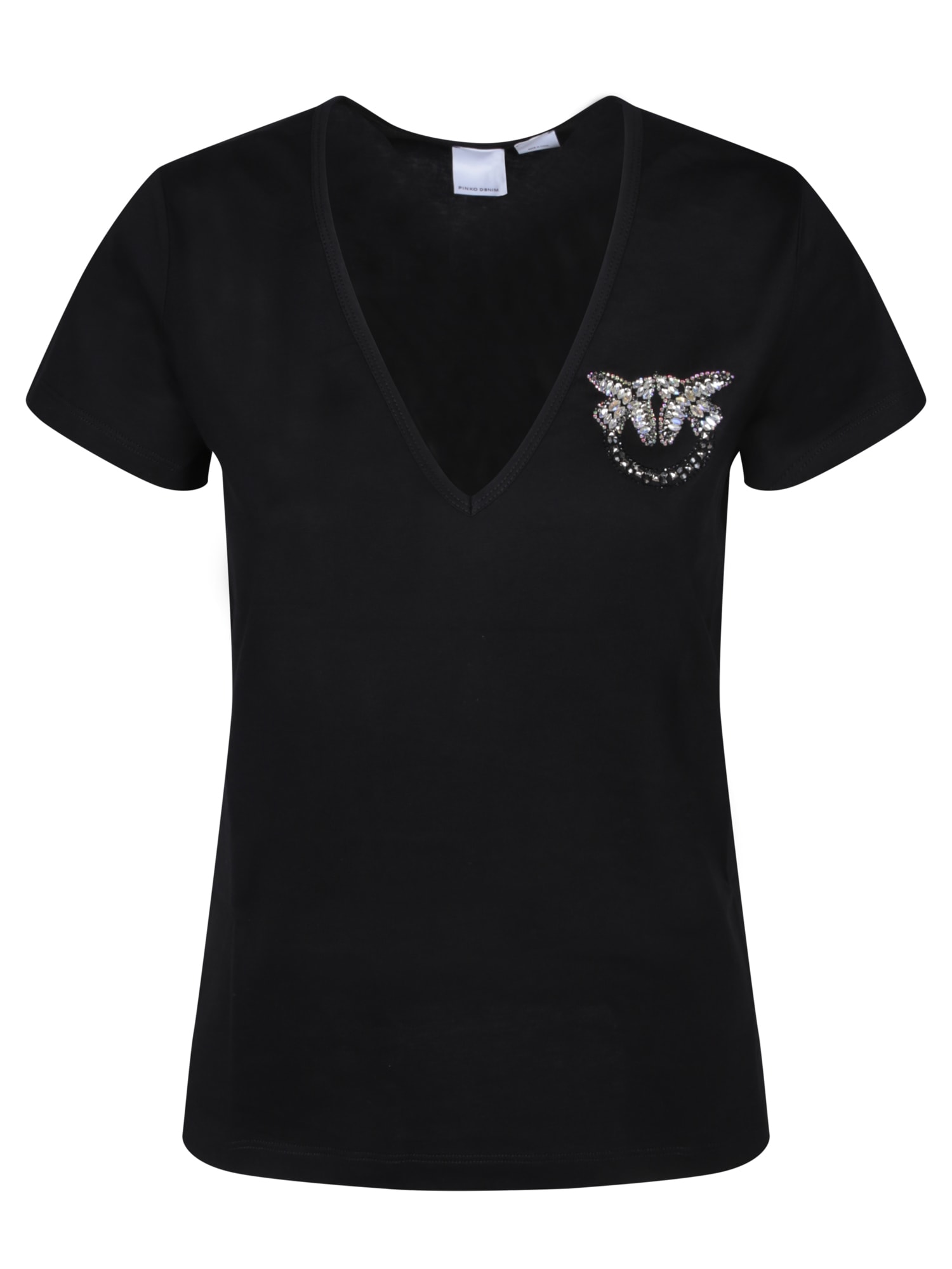 Shop Pinko Turbato V-neck Black T-shirt