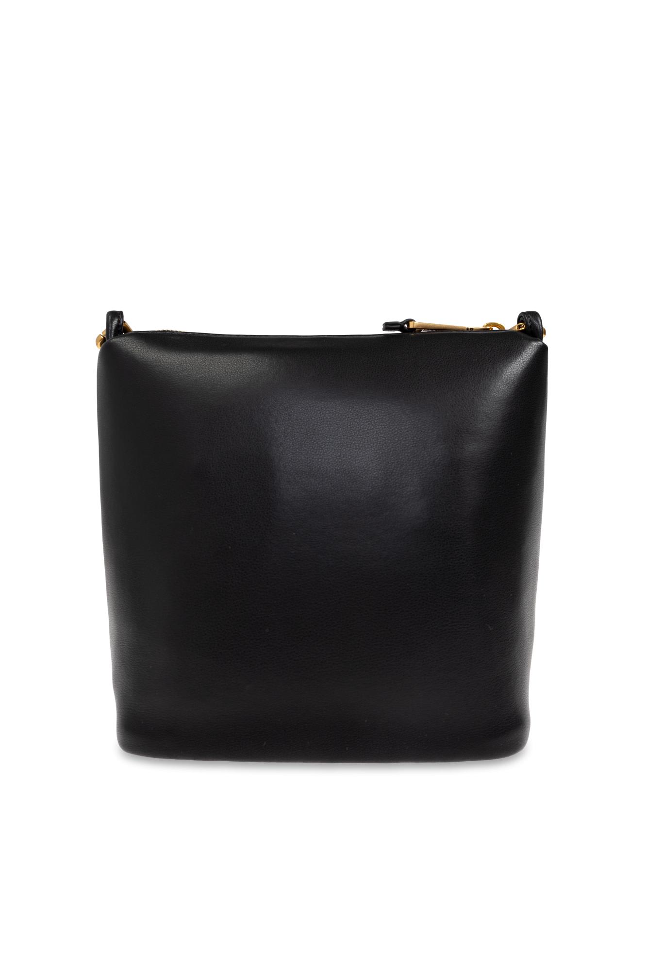 Emporio Armani Leather Small Hobo Bag With Chain In Black