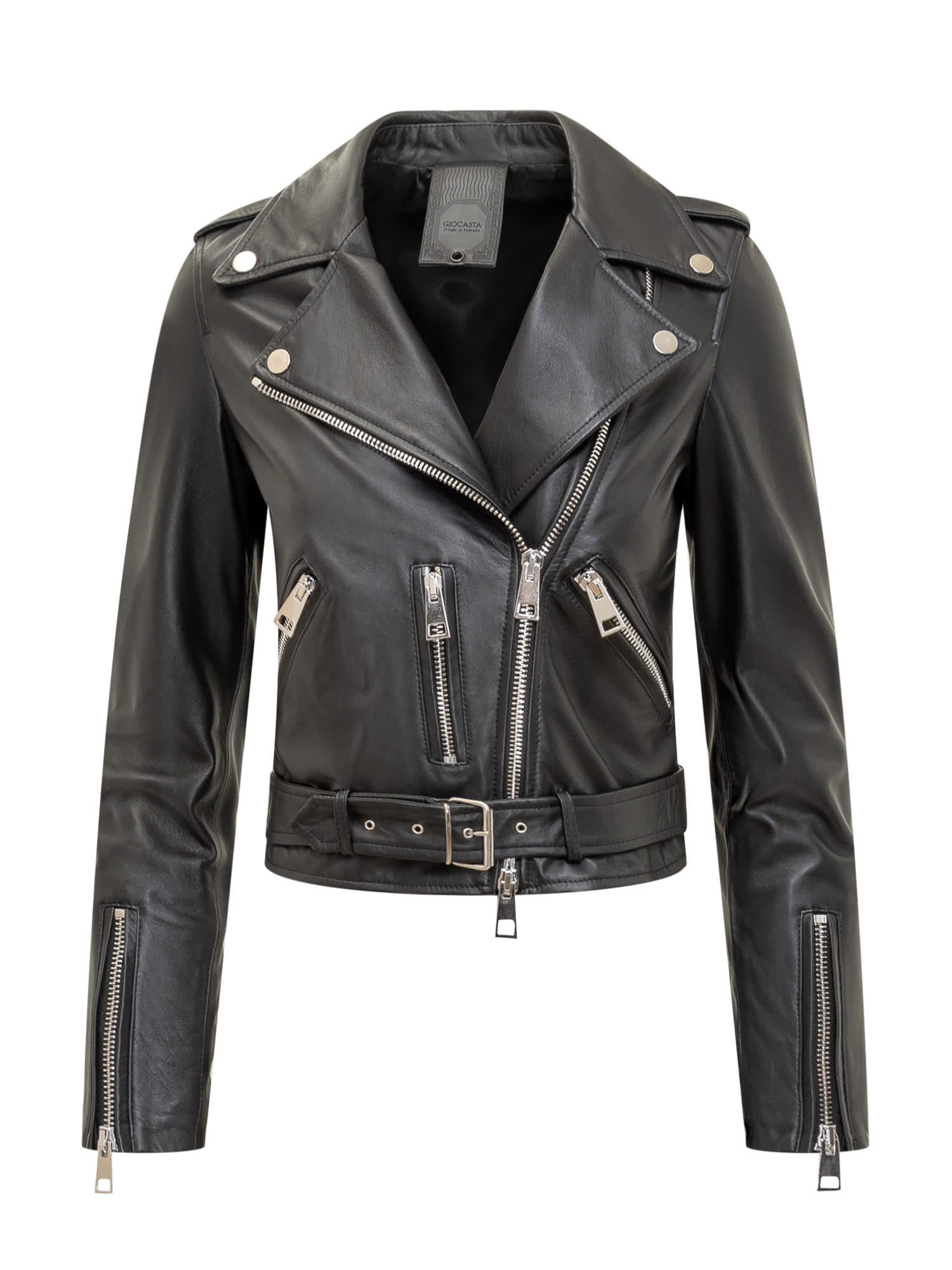 Shop Giocasta Leather Jacket In Nero