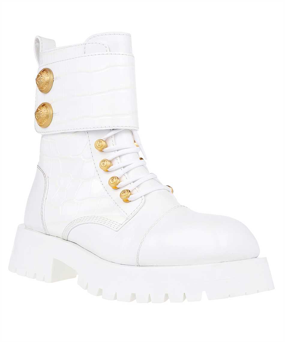 Shop Balmain Leather Lace-up Boots In White