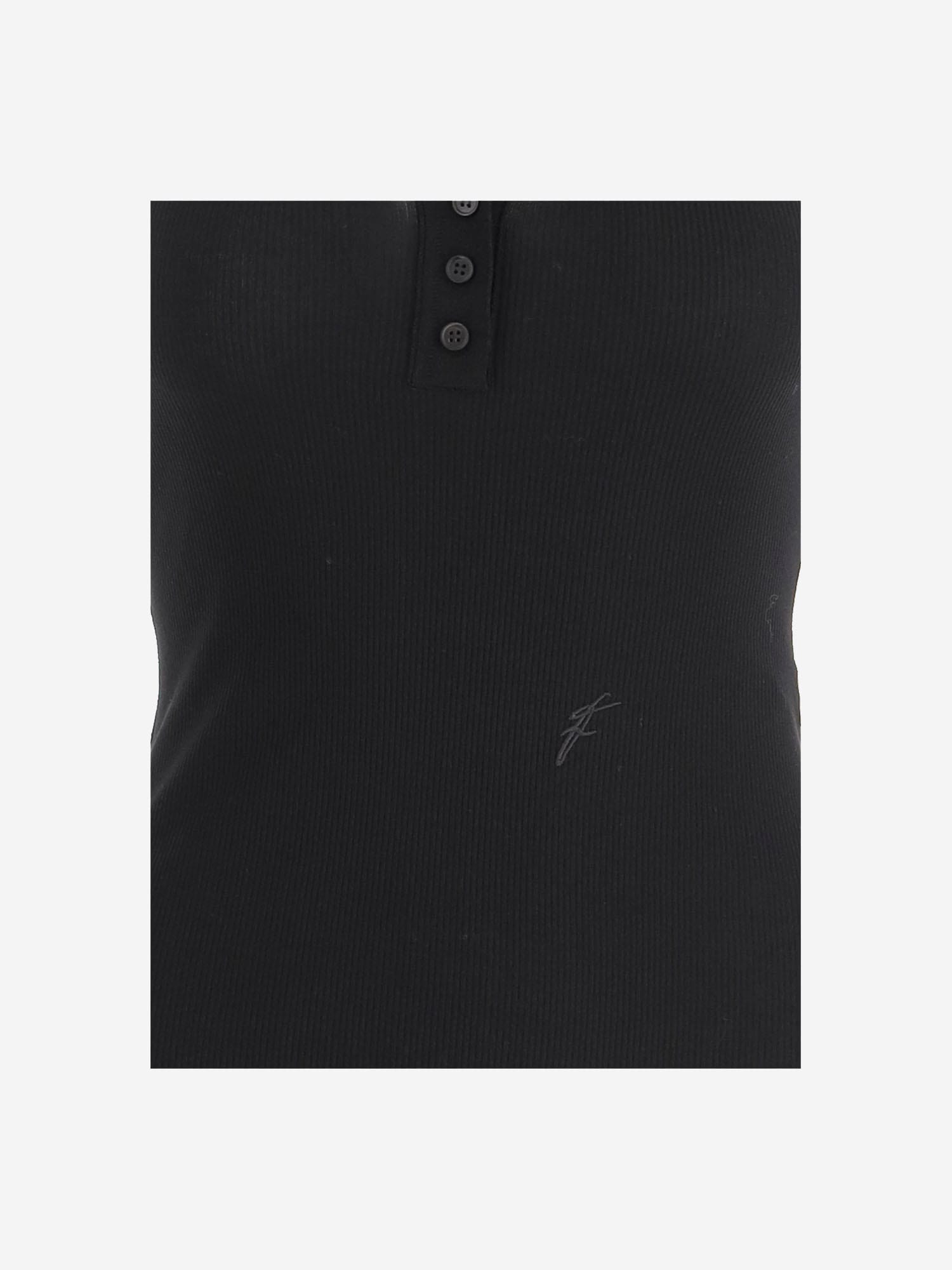FERRAGAMO COTTON TANK TOP WITH SHAPED NECKLINE