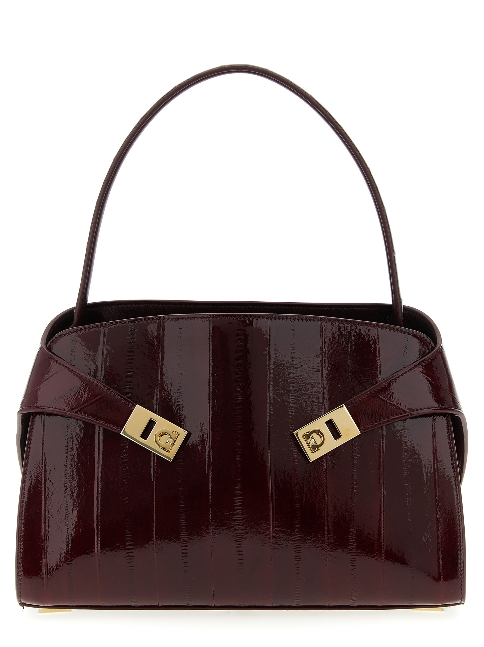 Ferragamo 'hug Soft (m)' Shoulder Bag In Burgundy