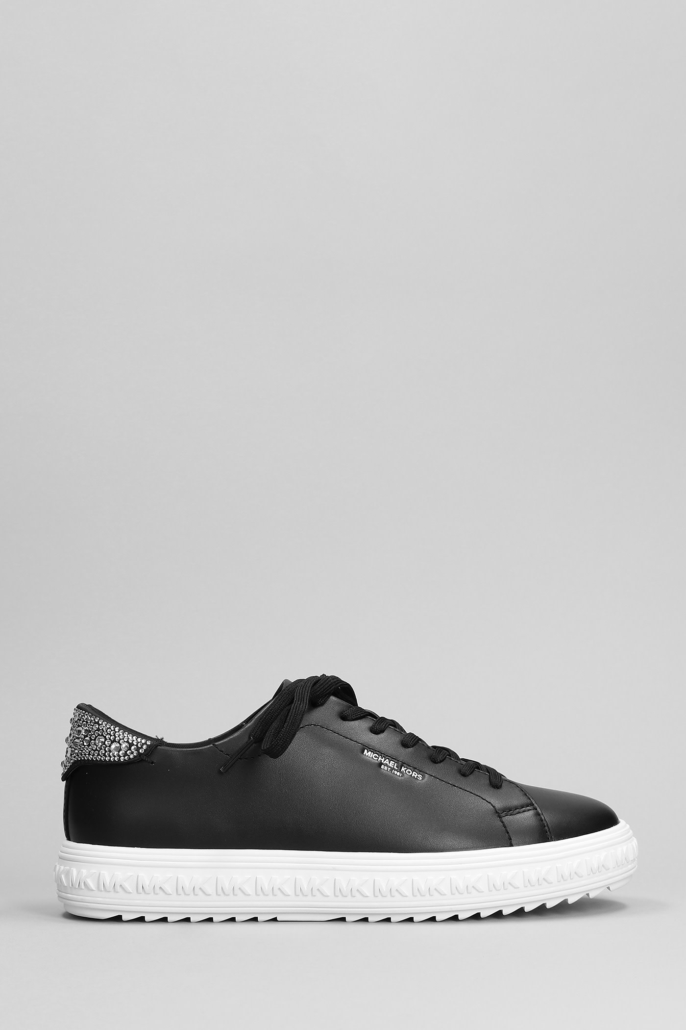 Shop Michael Kors Grove Lake Up Sneakers In Black Leather And Fabric