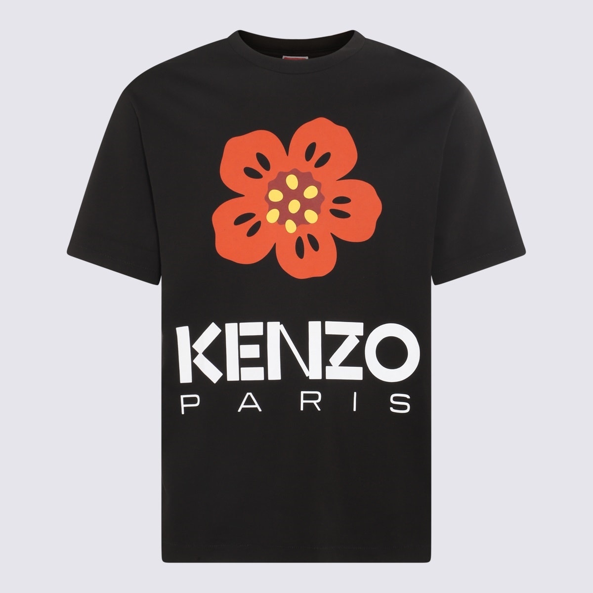 Kenzo Black Multicolour Cotton Boke Flower T-shirt