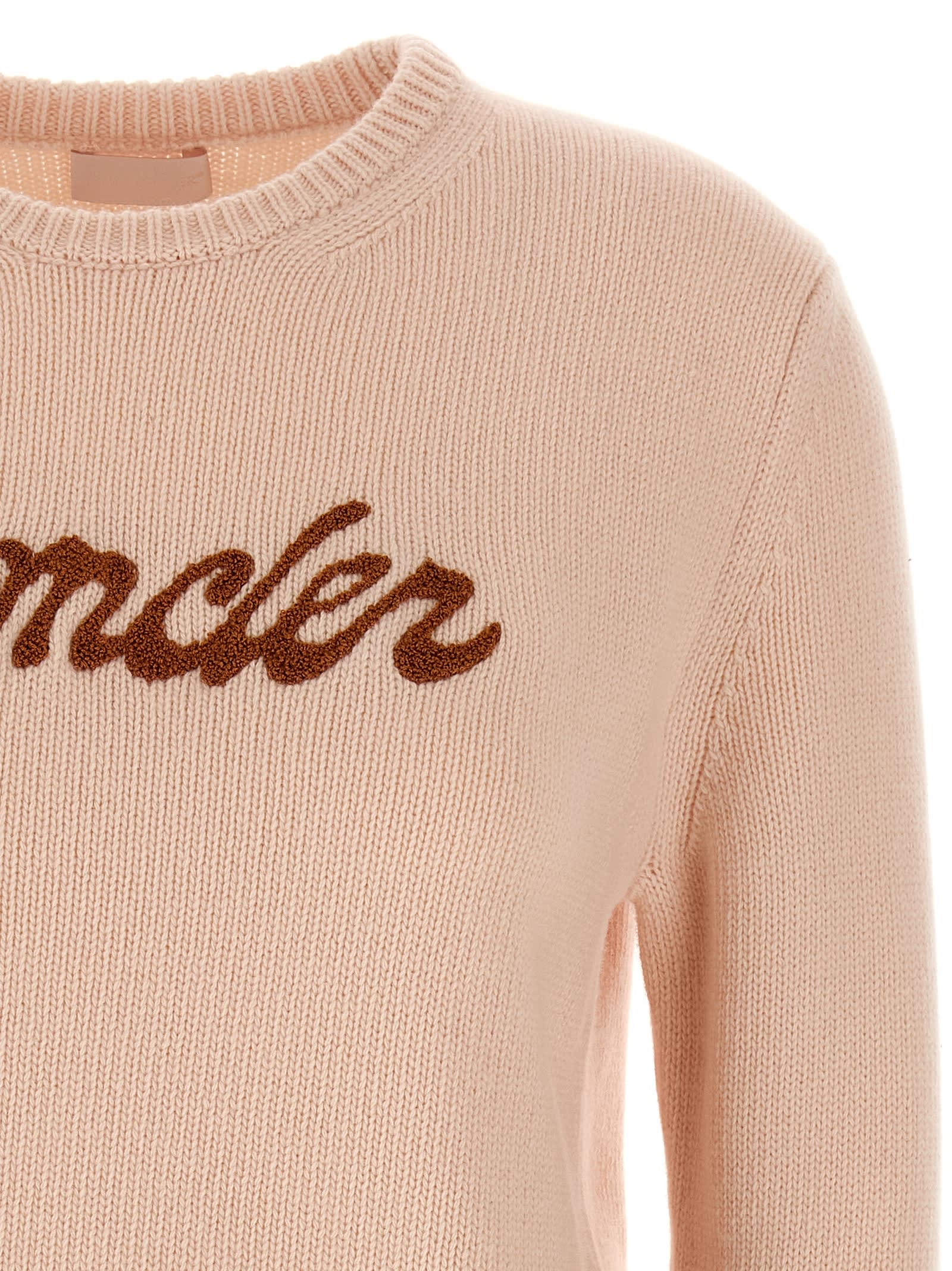 Moncler L And Cashmere Sweater With Logo In Pink