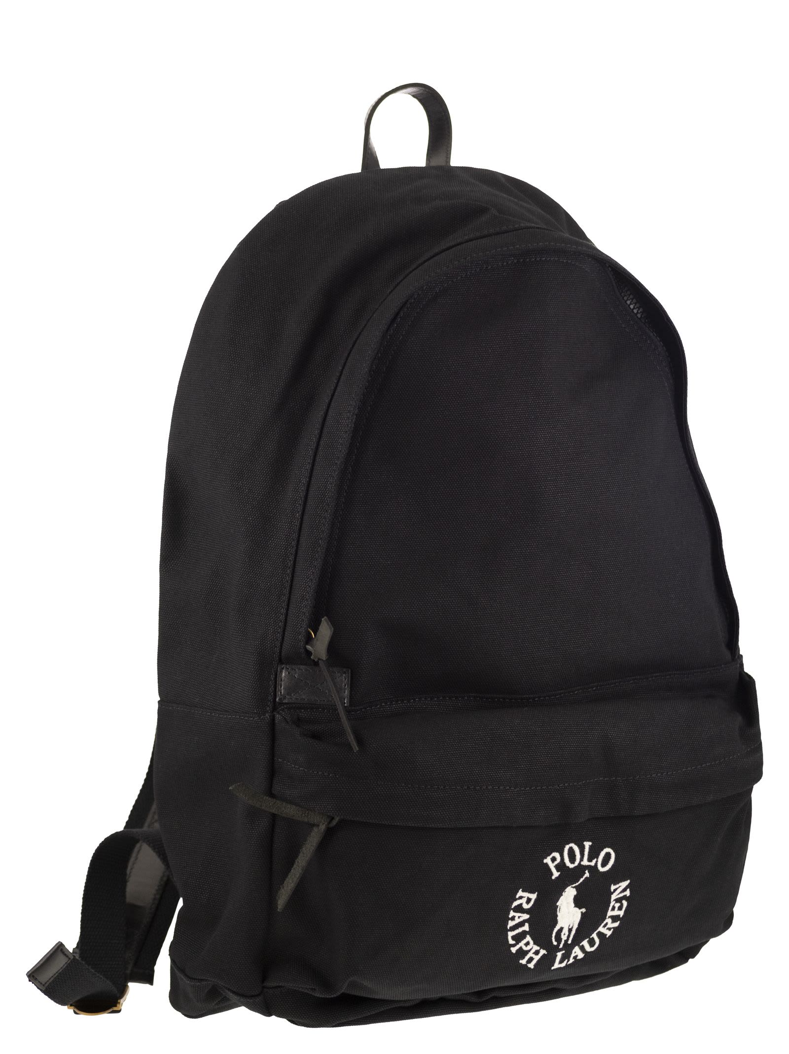 Shop Polo Ralph Lauren Canvas Backpack With Embroidered Logo In Black