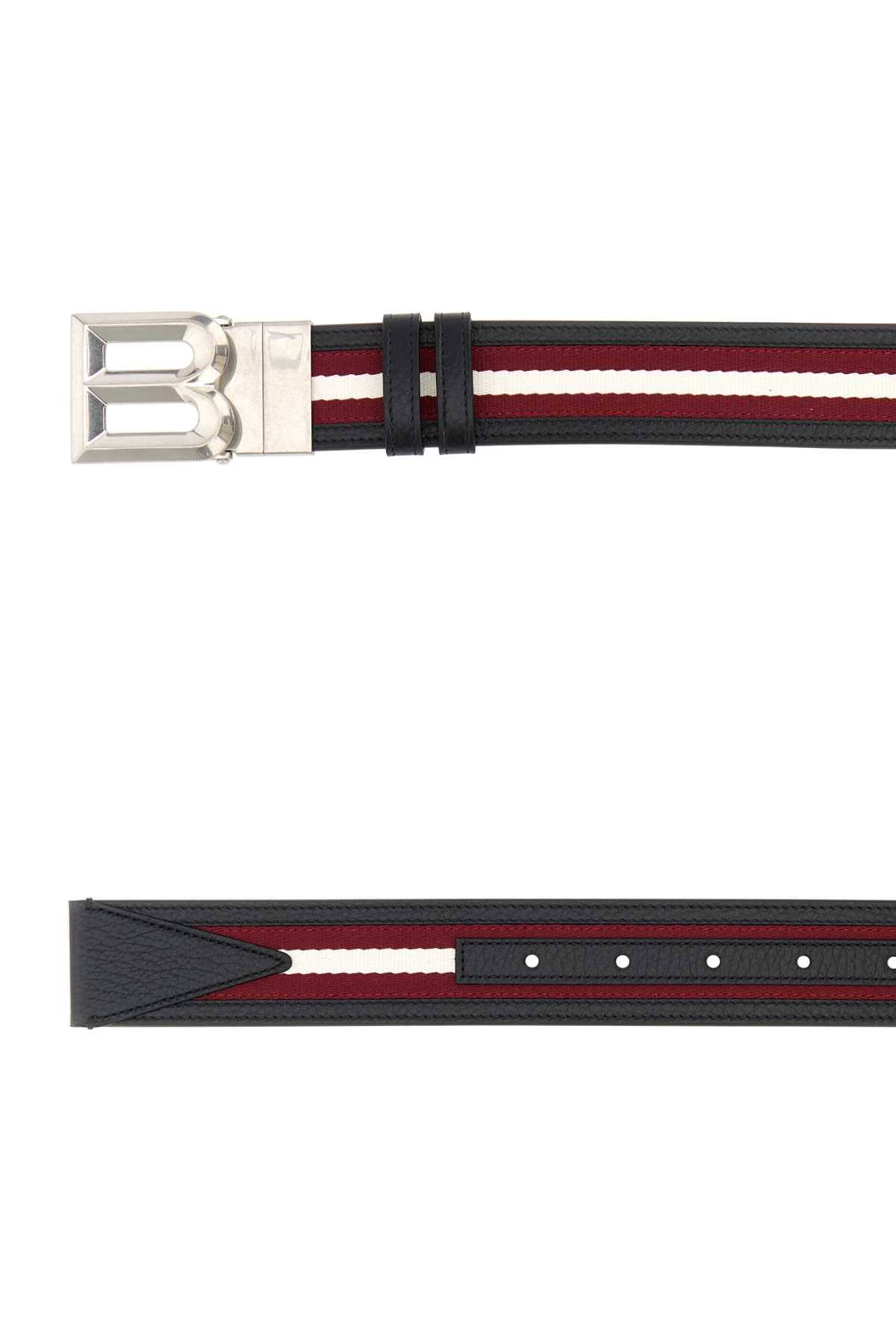 Shop Bally Multicolor Leather And Fabric Belt In Blackredbonepall