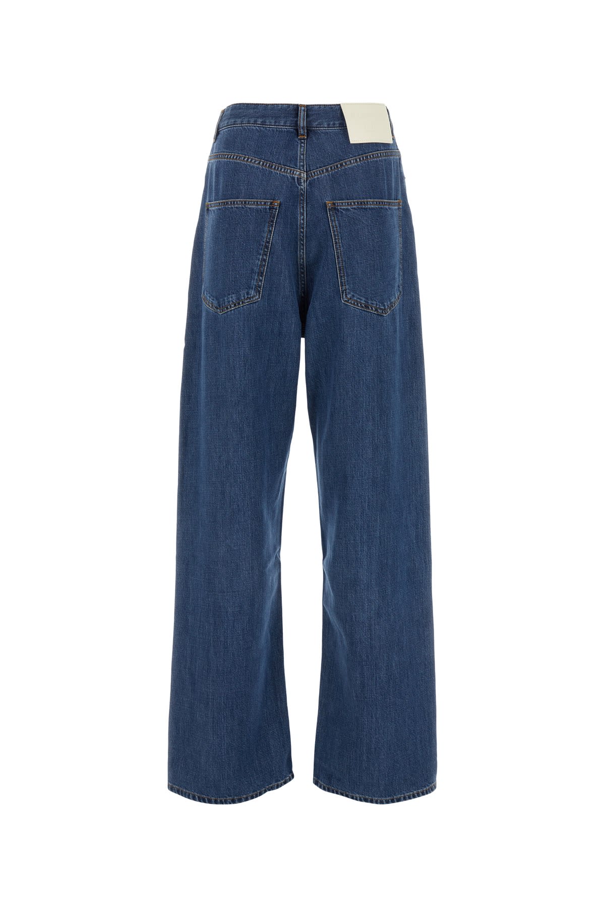 Shop Valentino Pantalone In Denim Soli In Mediumbluedenim