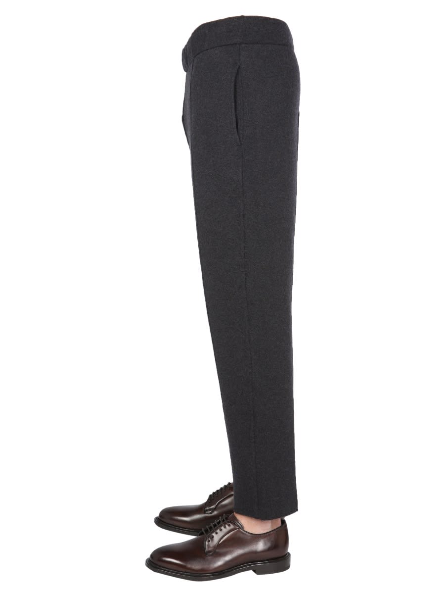 Shop Zegna Double Knitted Jogging Pants In Charcoal