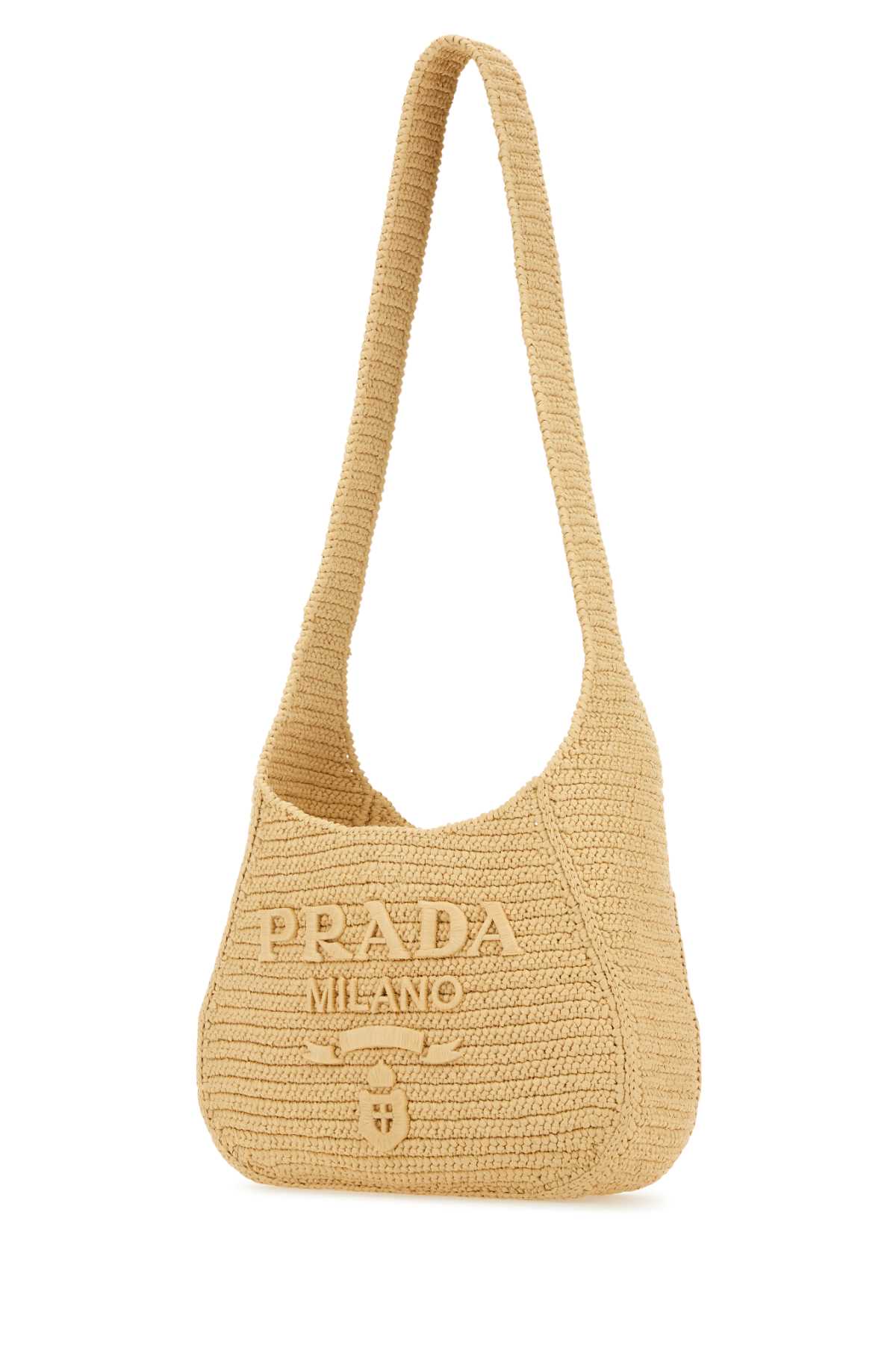 Shop Prada Raffia Shoulder Bag In Naturale