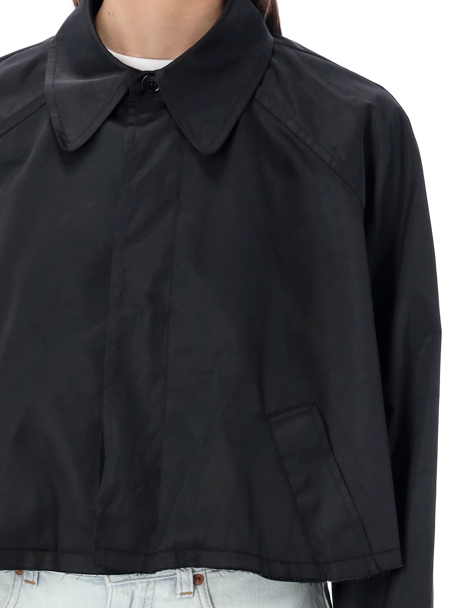 Shop Mm6 Maison Margiela Cropped Jacket In Black
