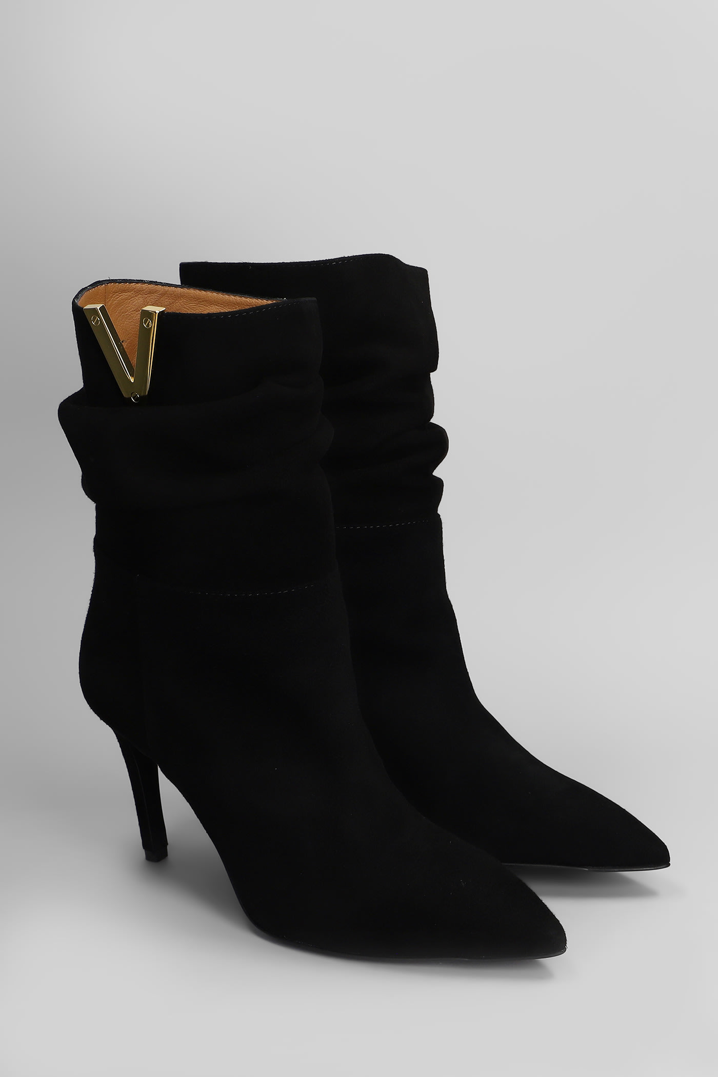Shop Via Roma 15 High Heels Ankle Boots In Black Suede