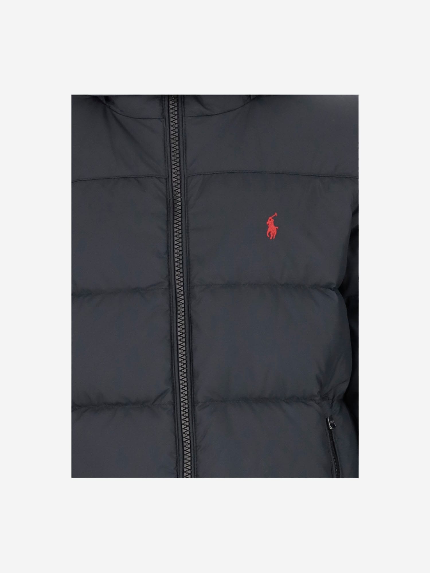Polo Ralph Lauren Padded Down Jacket With Logo In Black