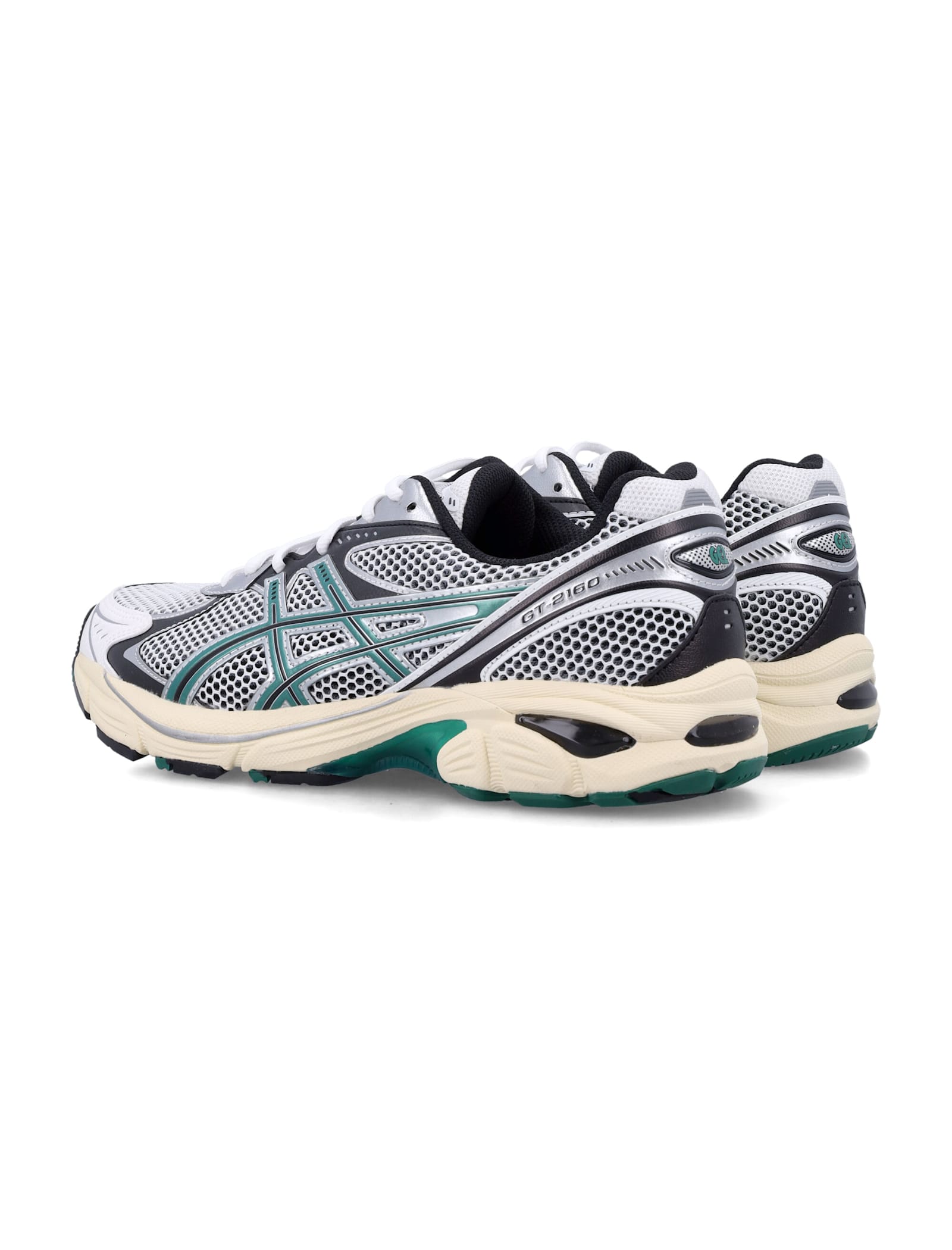 Asics Panelled Mesh Rubber Sole Sneakers In White/jasper Green