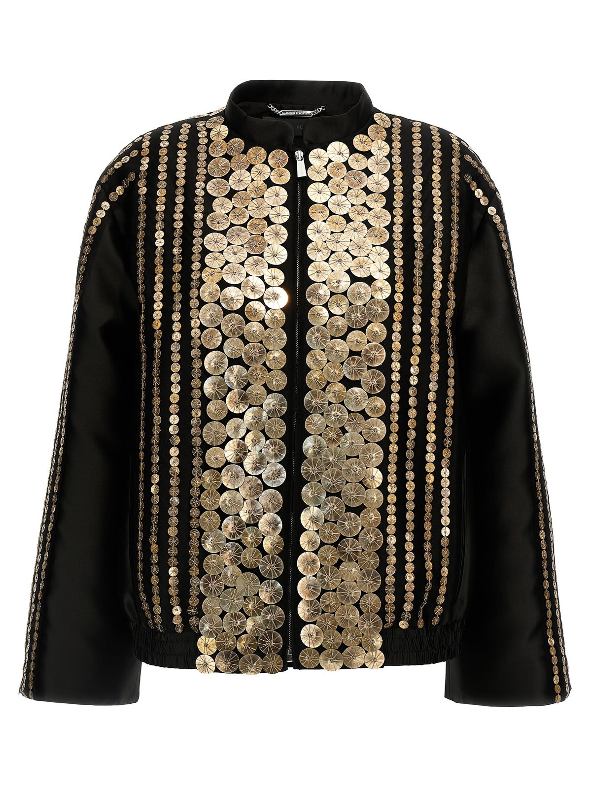 Shop Alberta Ferretti Sequin Embellished Bomber Jacket In Nero