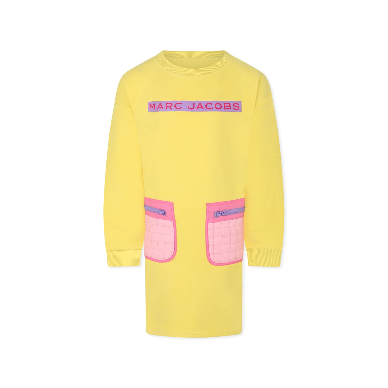 LITTLE MARC JACOBS YELLOW DRESS FOR GIRL WITH LOGO 