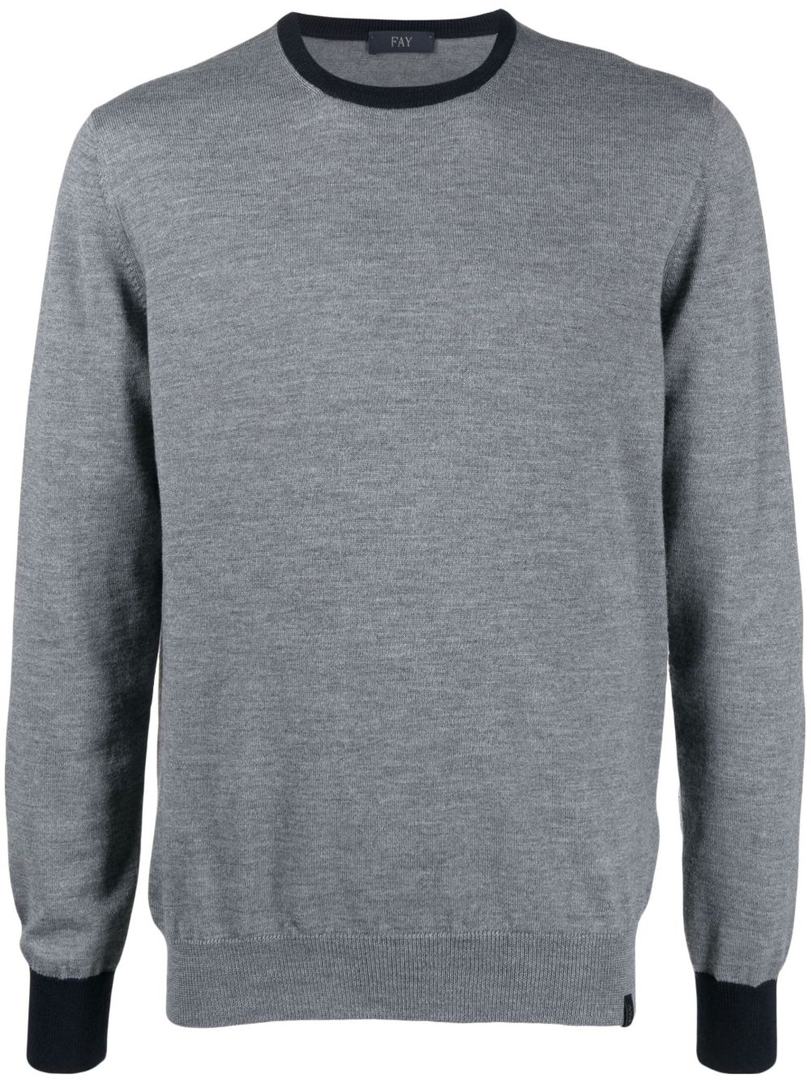 Shop Fay Grey Virgin Wool Jumper