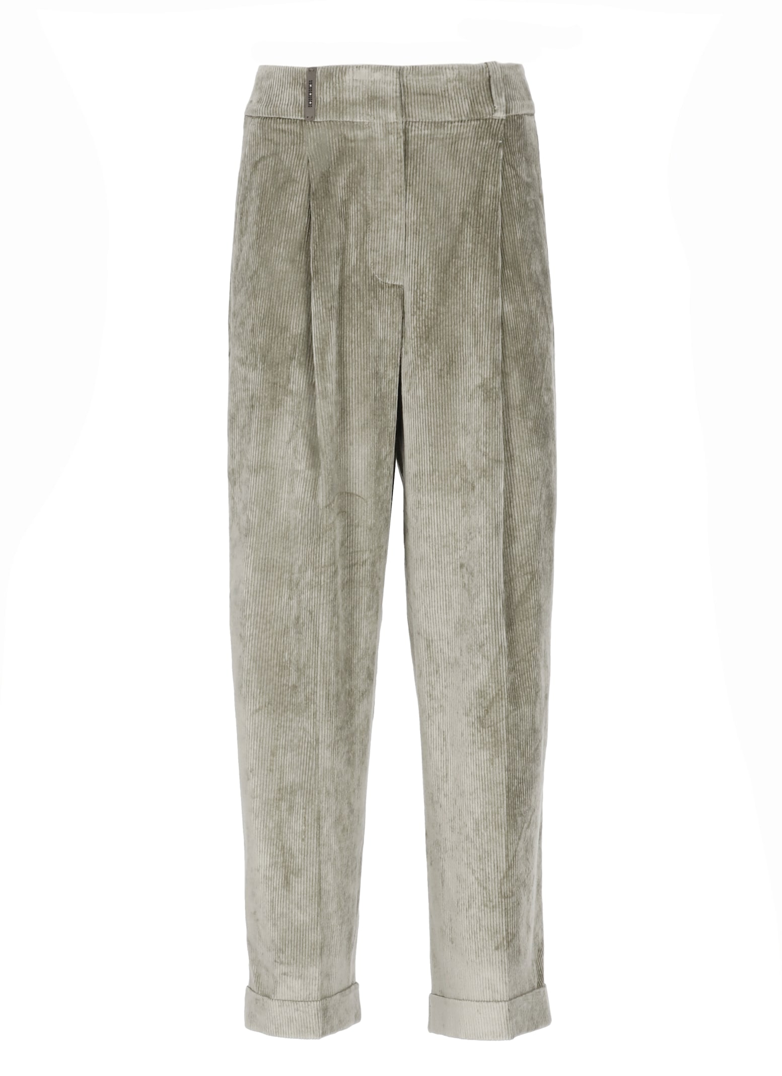 Peserico Pleated Corduroy Trousers In Gray