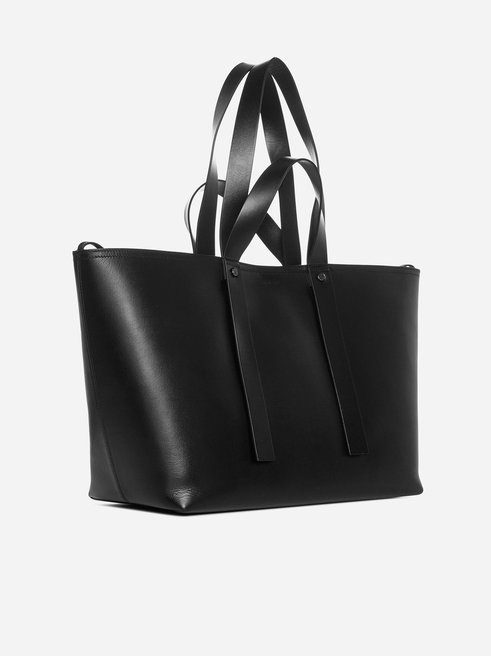 Shop Off-white Day Off Leather Medium Tote Bag In Black No C