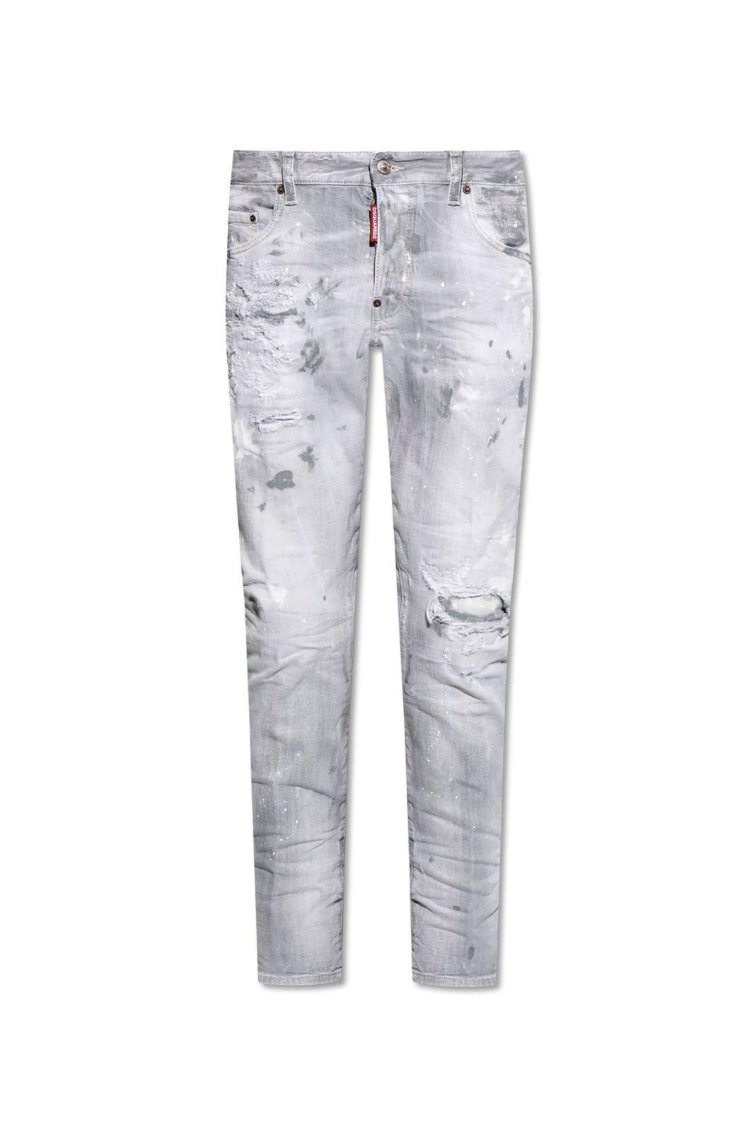 Shop Dsquared2 Skater Distressed Jeans In Grey