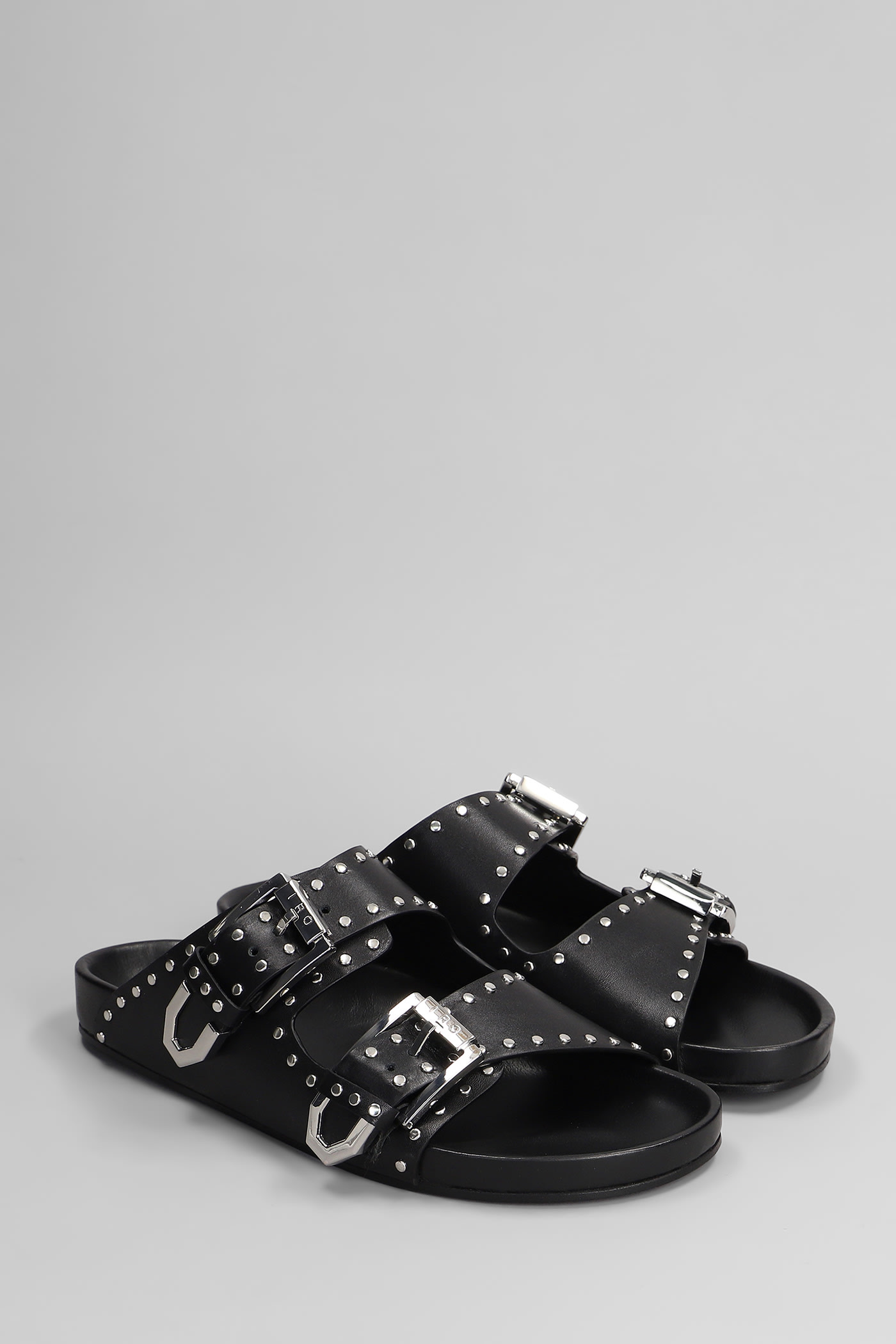 Iro Billie Flats In Black Leather In Black