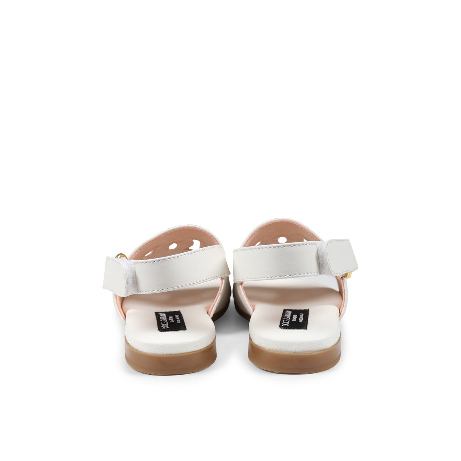 DOLCE & GABBANA WHITE SANDALS FOR GIRL WITH LOGO