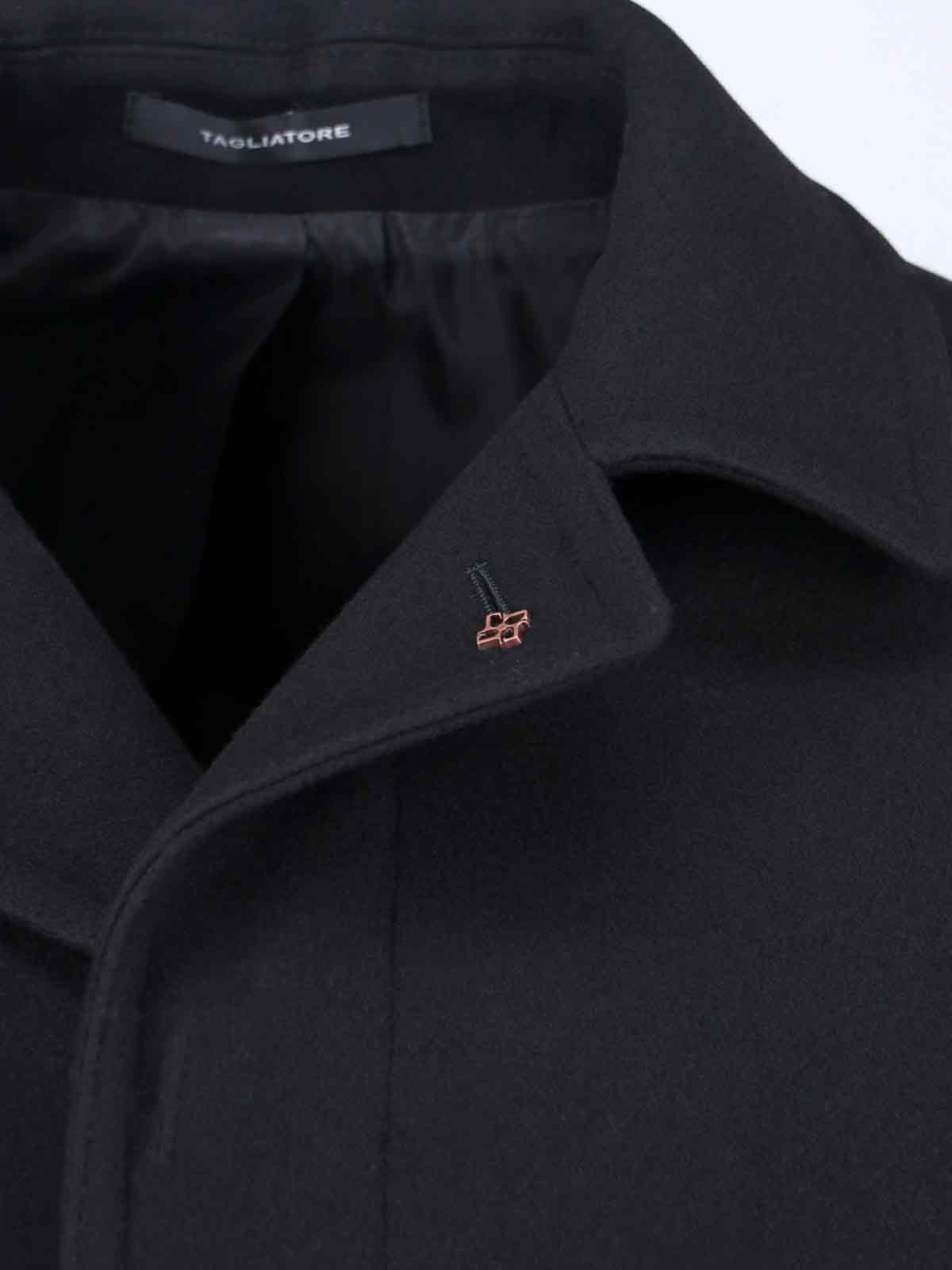 Tagliatore Lapel Long-sleeved Coat In Black