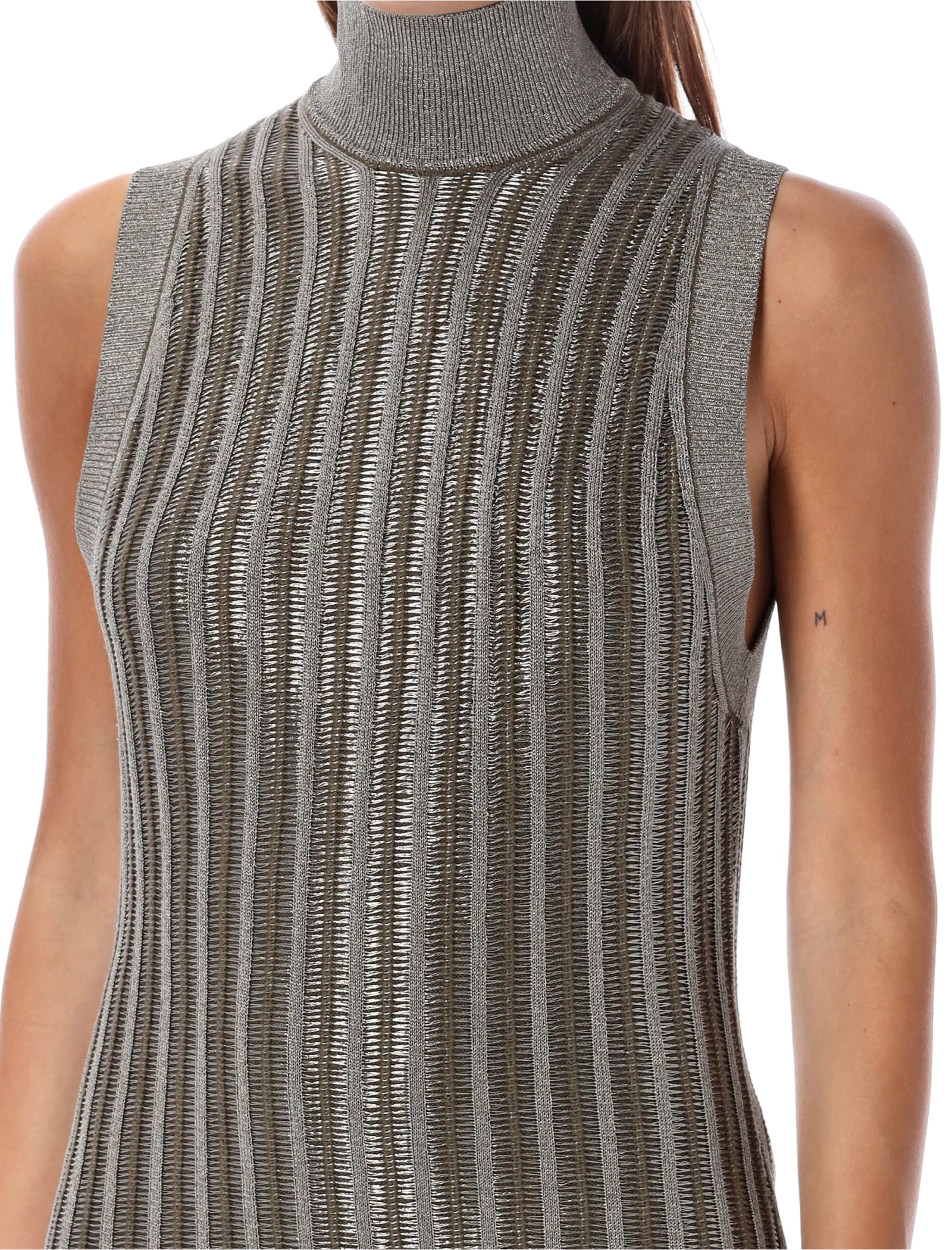 Shop Tom Ford Braided Metal Mini Dress In Metallic Olive