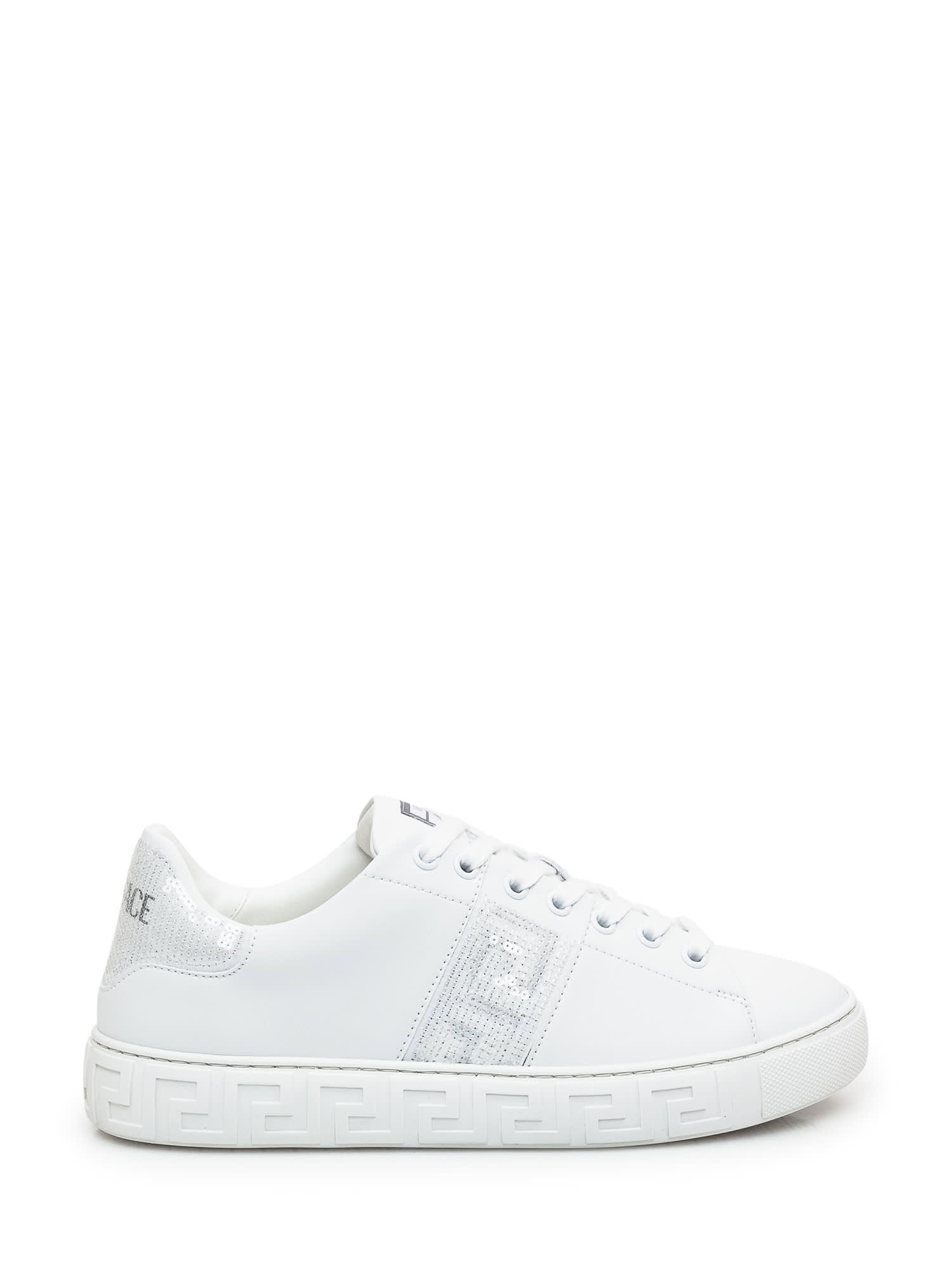 Shop Versace Greca Sneaker In White