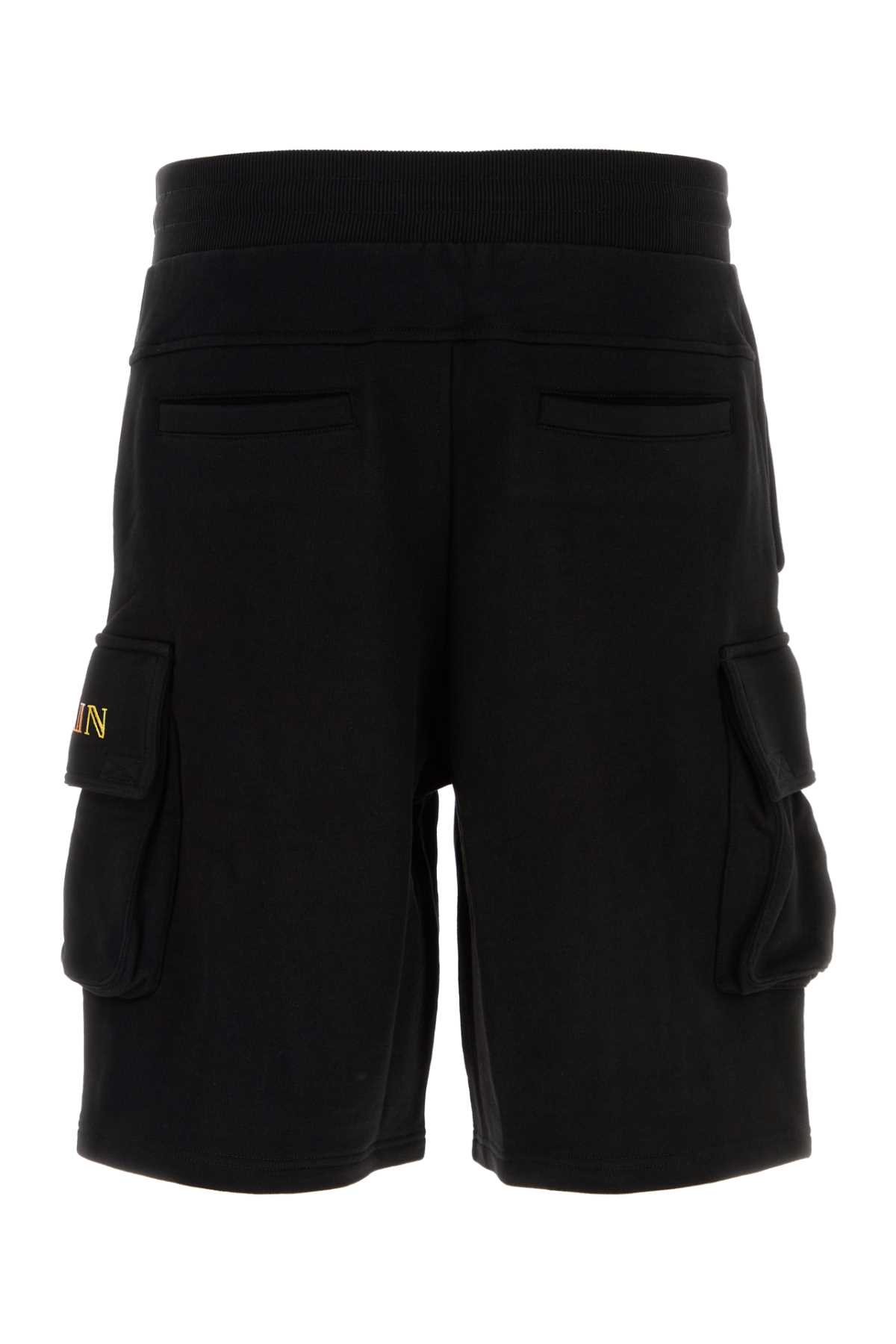 Shop Balmain Black Cotton Bermuda Shorts In Noirmultico