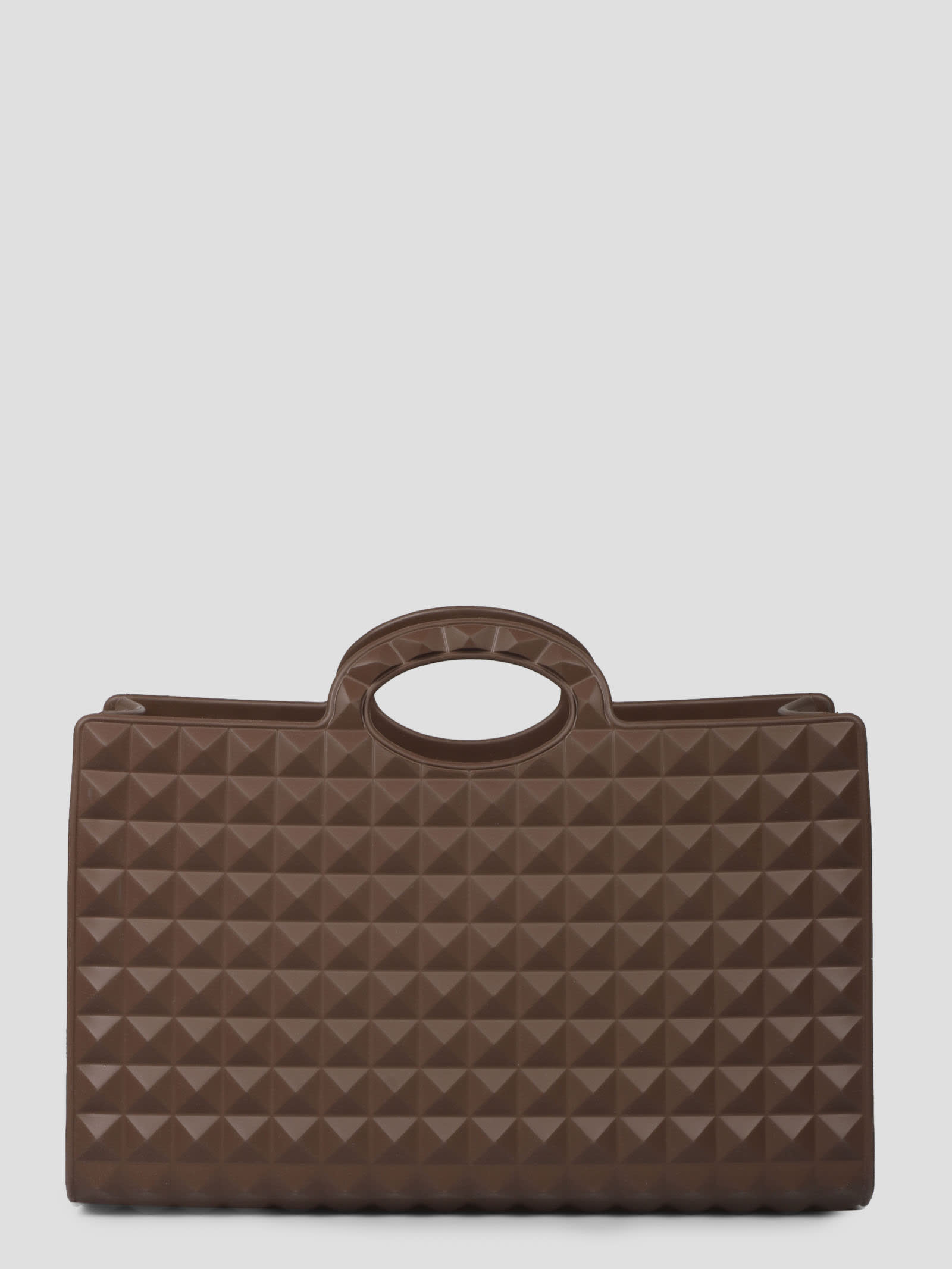 Valentino Garavani Le Troisieme Rubber Shopping Bag In Brown