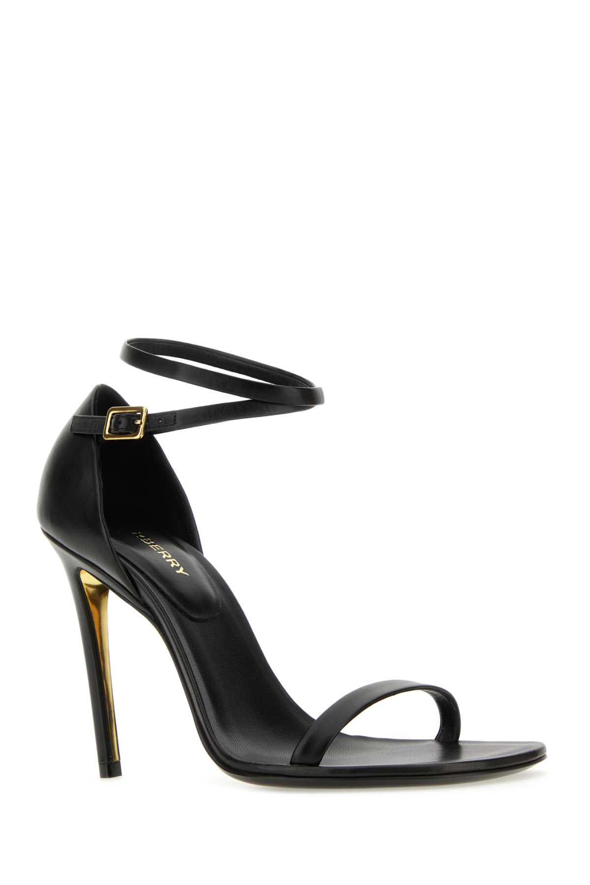 Shop Burberry Black Leather Sandals