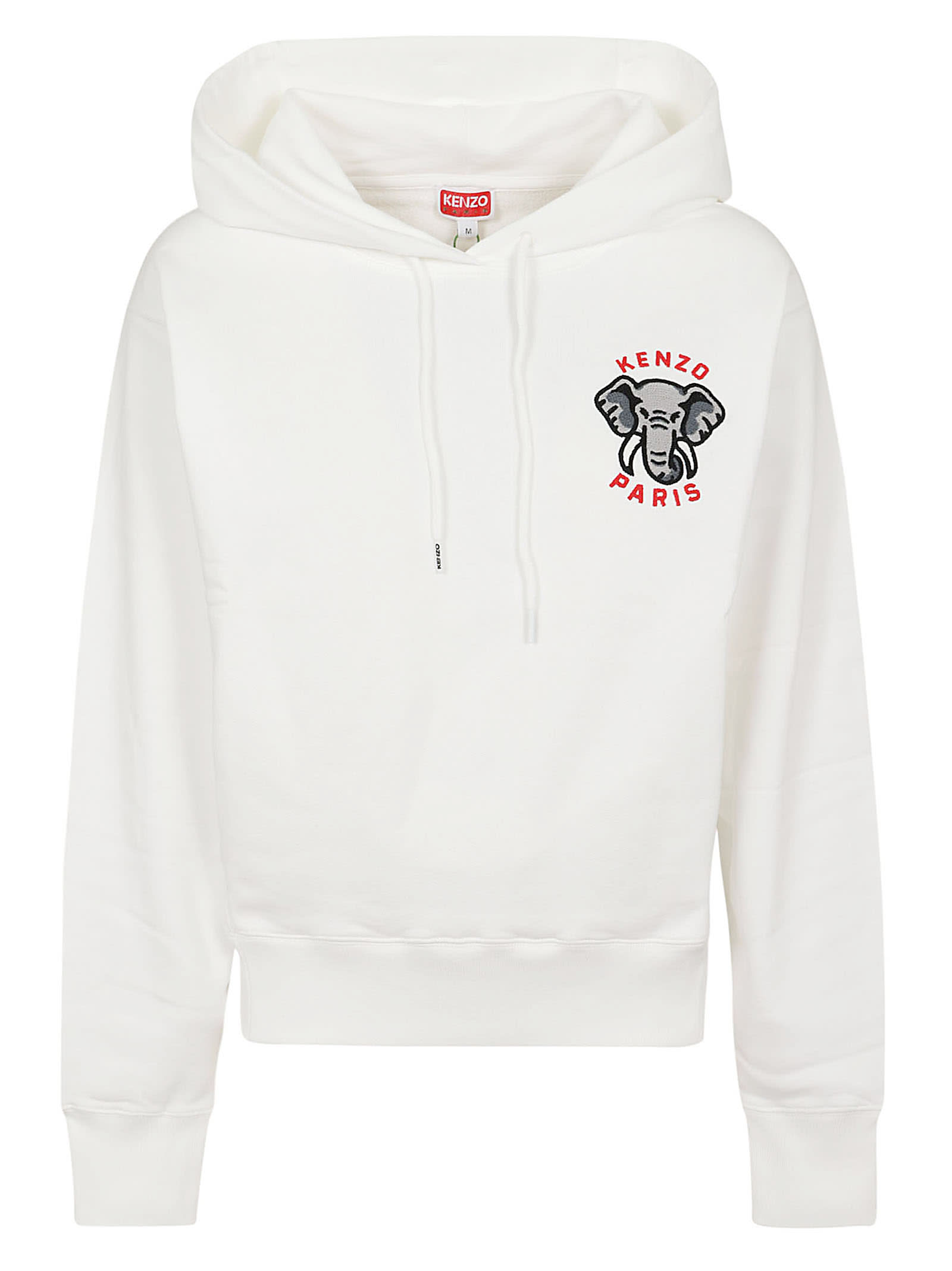 Shop Kenzo Elephant Classic Hoodie In Off White