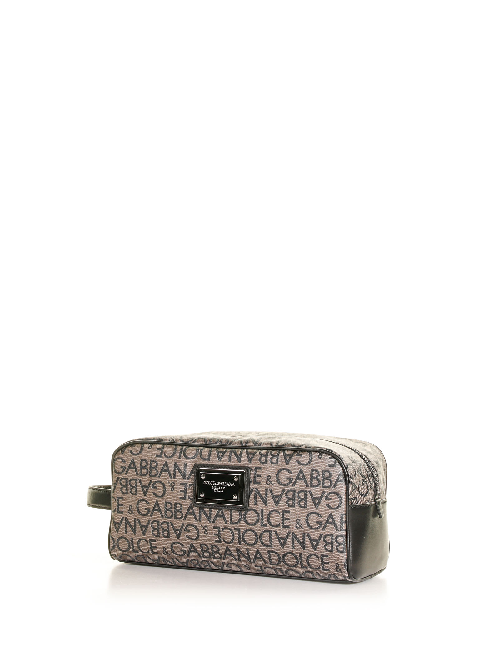 Shop Dolce & Gabbana Leather Beauty With Logoed Plaque In Nero Marrone