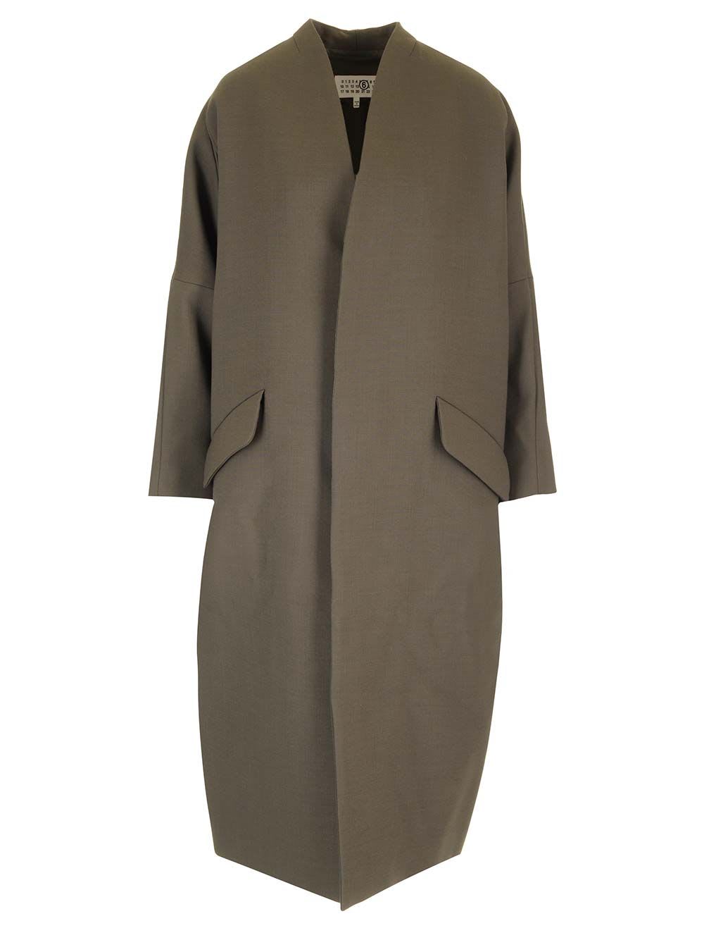 Shop Mm6 Maison Margiela Collarless Coat In Green