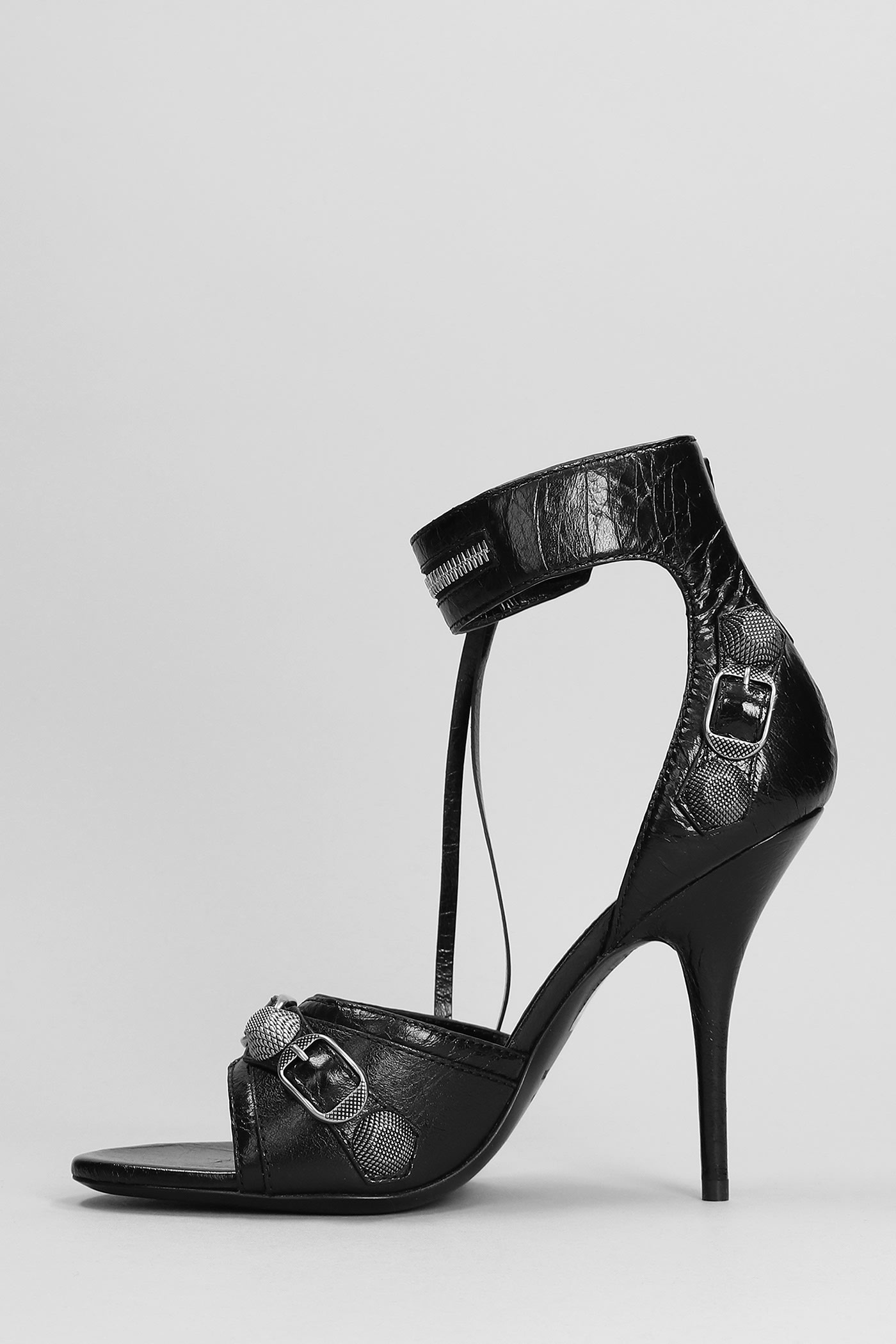 Shop Balenciaga Cagole Sandals In Black Leather