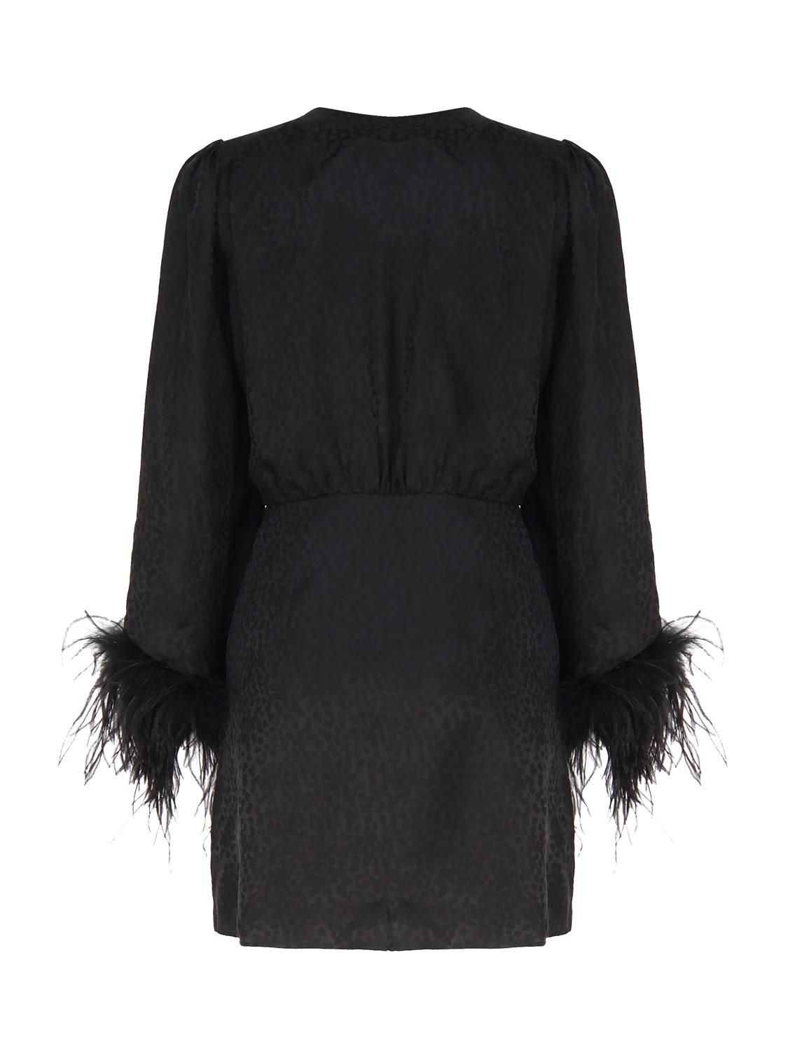 Shop Art Dealer Silk Dress With Feathers In Black