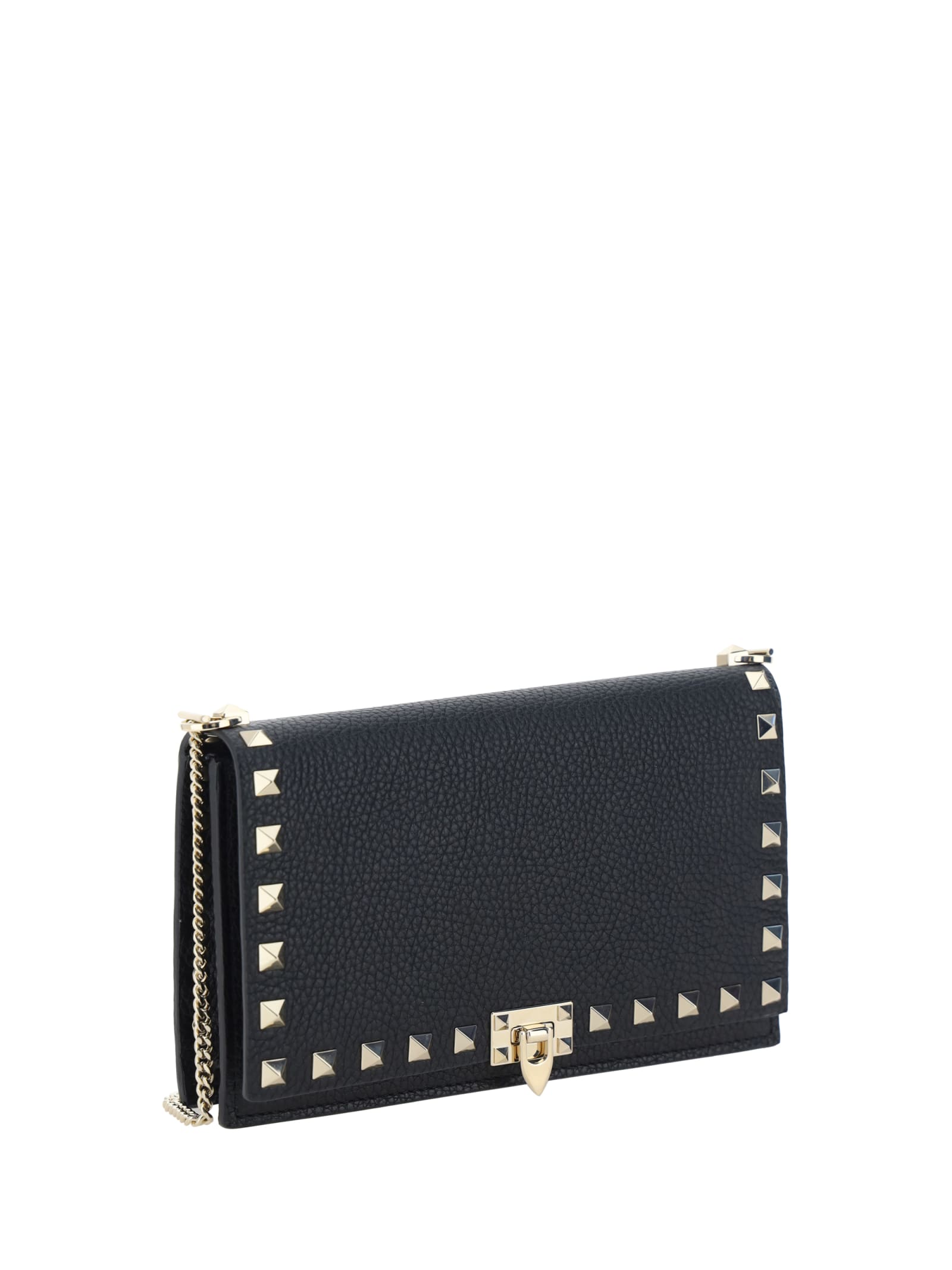 Valentino Rockstud Leather Clutch In Black