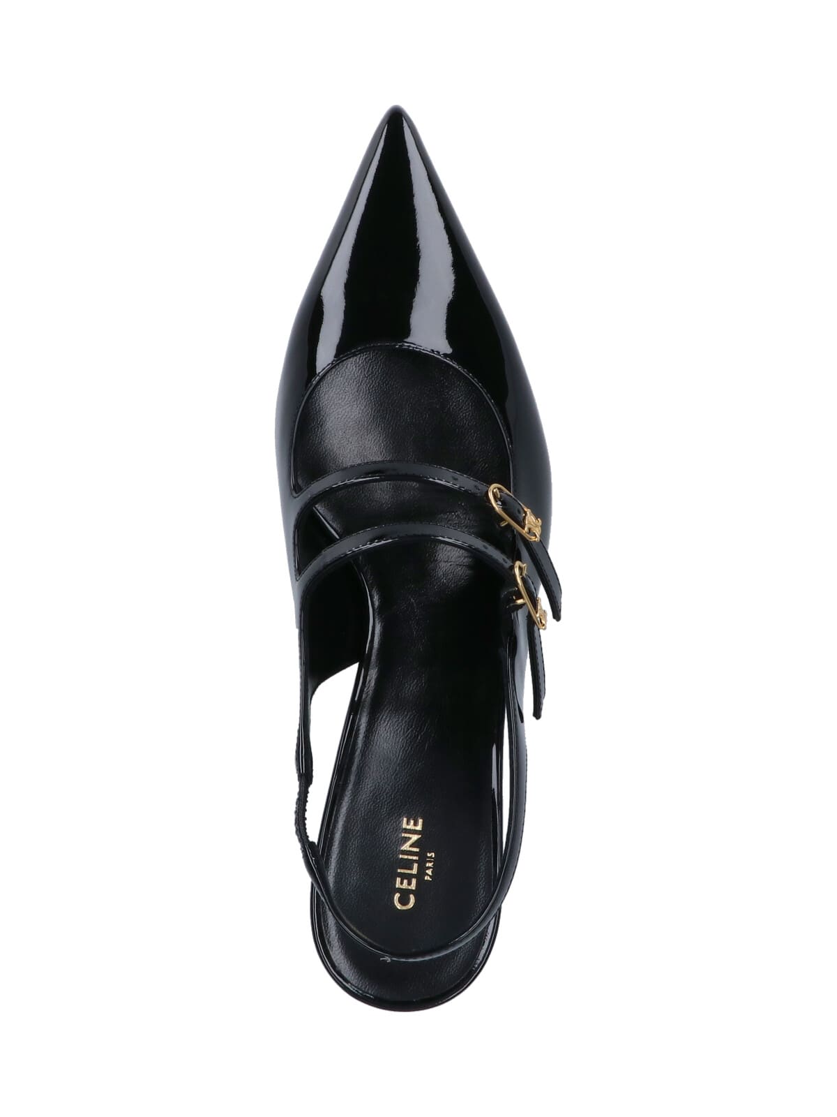 Celine Women Judy Leather Double Strap Mary Jane Slingback In Black