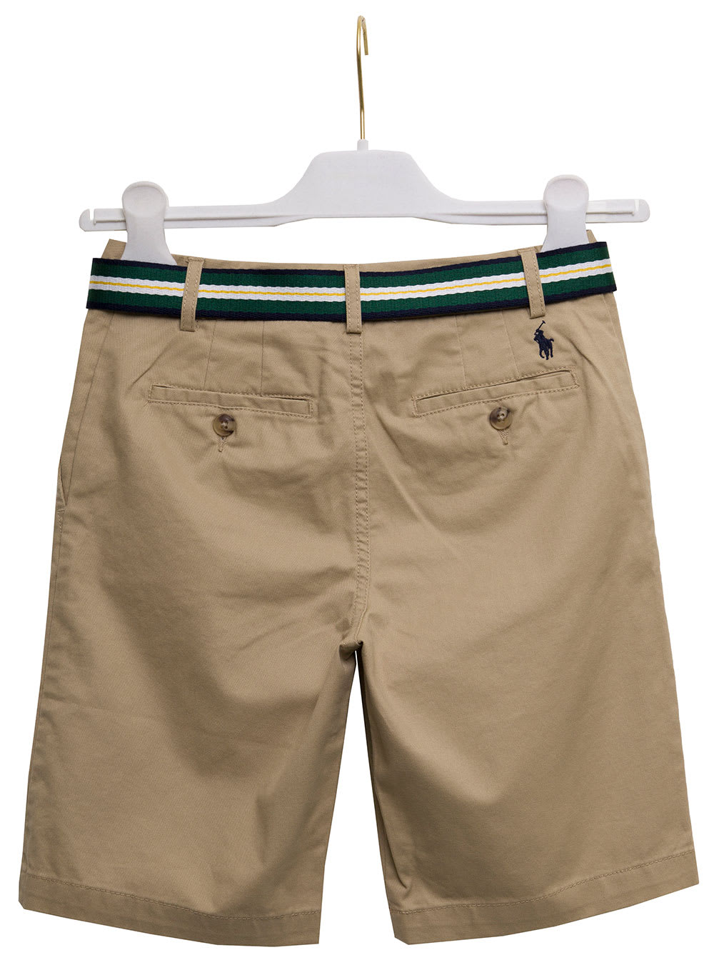 Shop Ralph Lauren Polo  Kids Boys Beige Cotton Shorts With Belt In Beige/khaki
