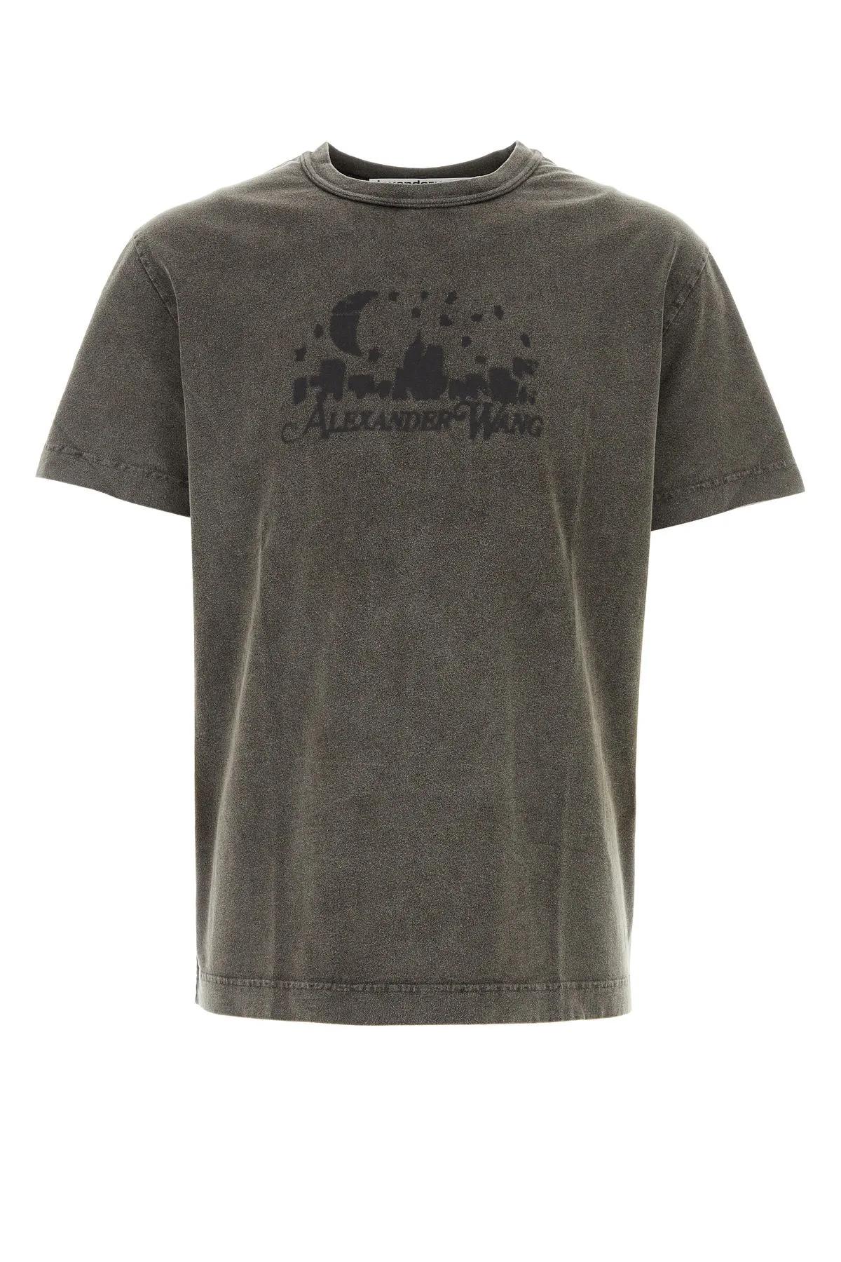 Shop Alexander Wang Graphite Cotton T-shirt In Grigio