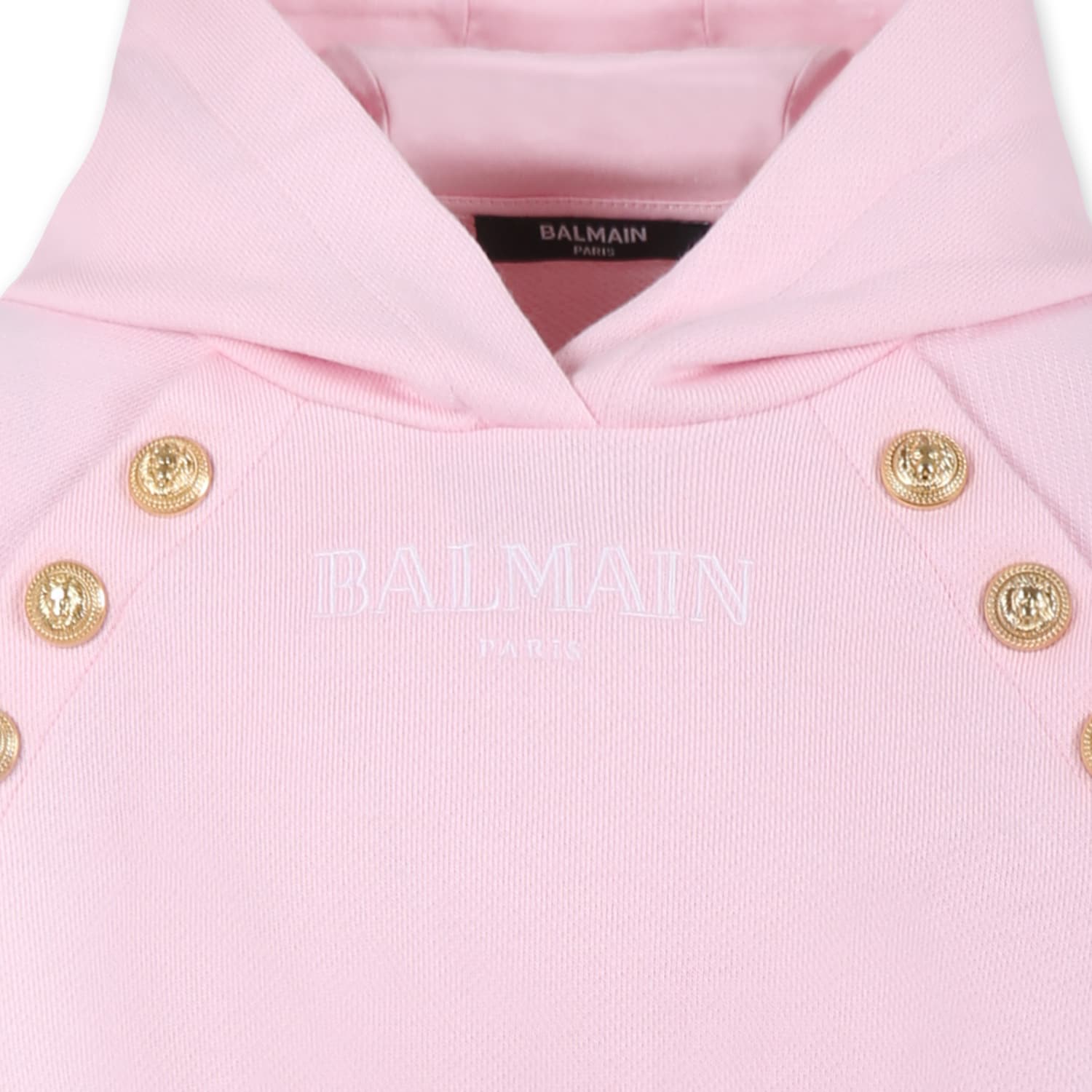 Balmain Pink Crop Sweatshirt For Girl With Logo In Pink