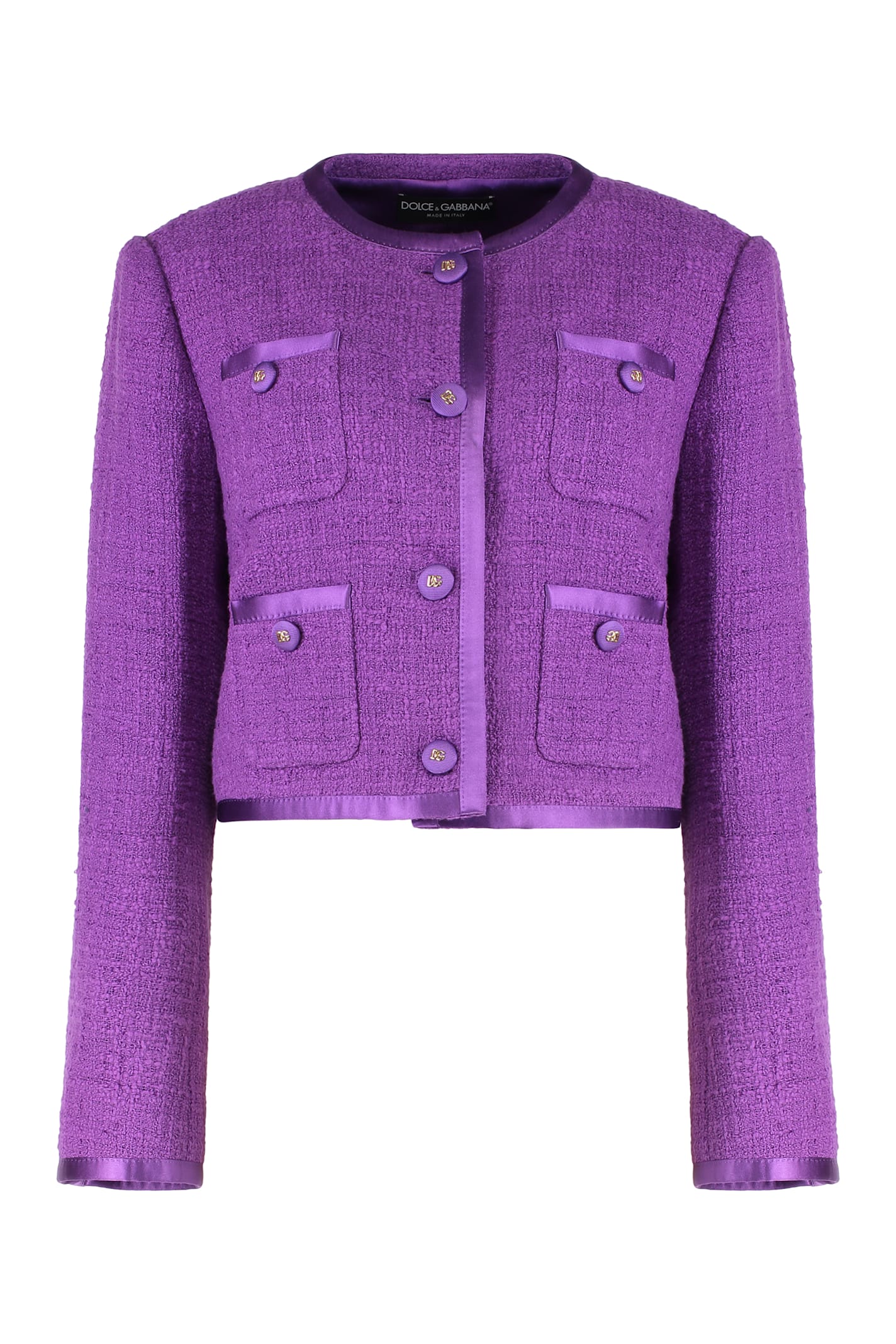 Dolce & Gabbana Tweed Four-pocket Jacket In Purple