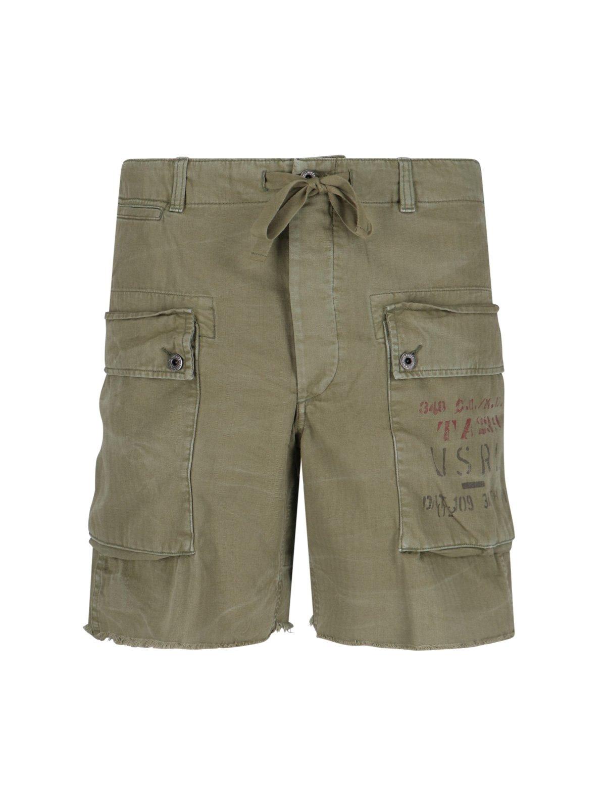 Drawstring Cargo Bermuda Shorts