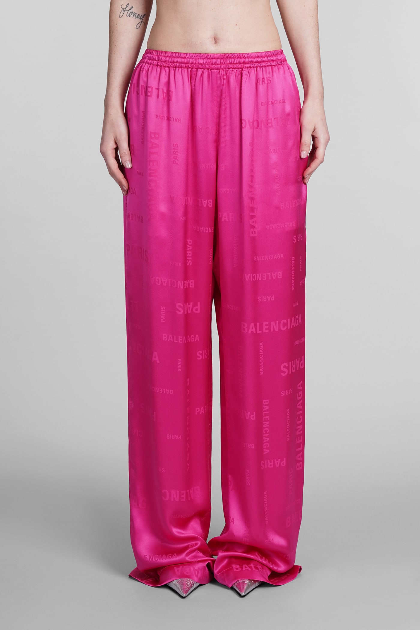 Balenciaga Trousers In Fuxia Silk