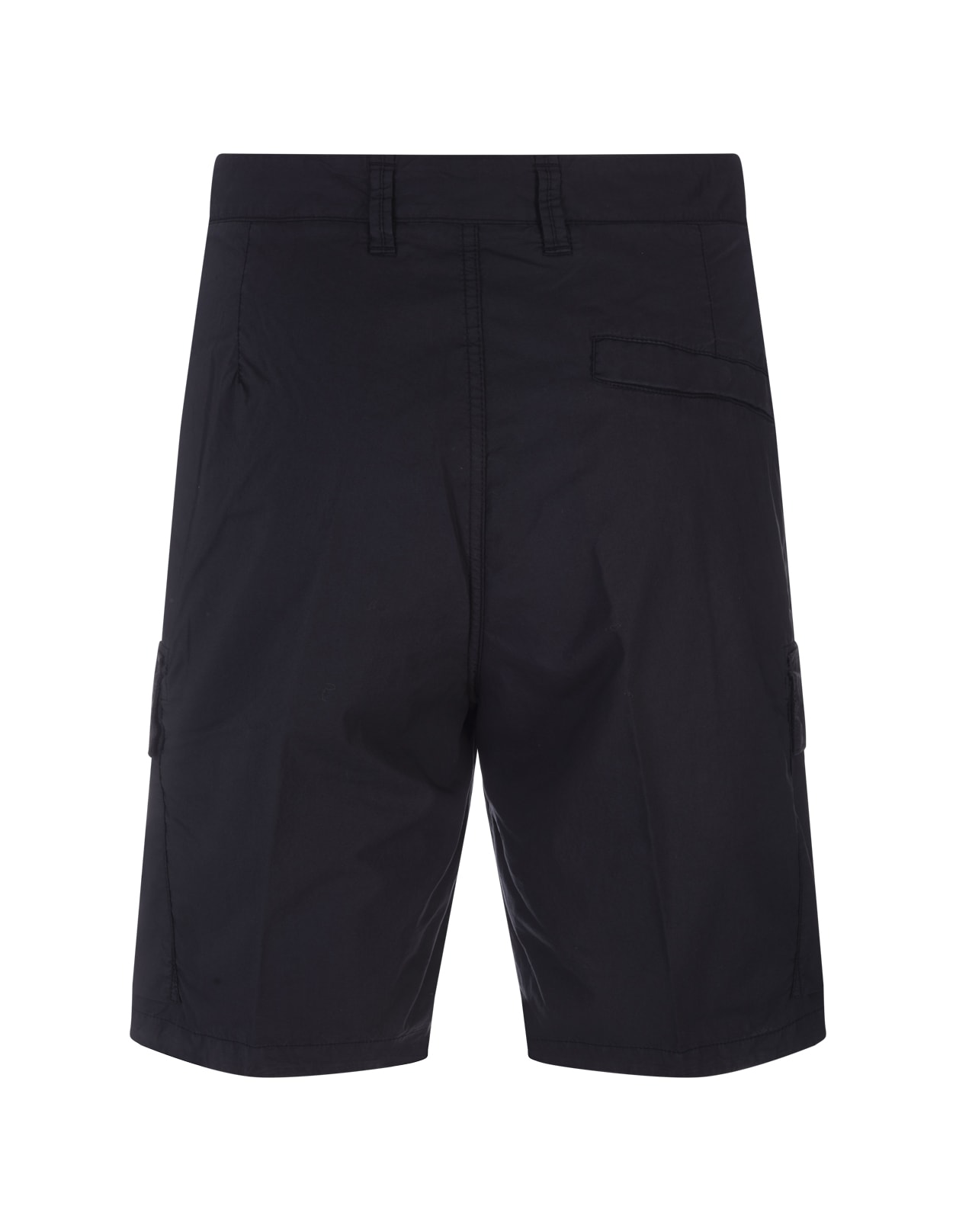 Shop Stone Island Navy Blue Cargo Bermuda Shorts