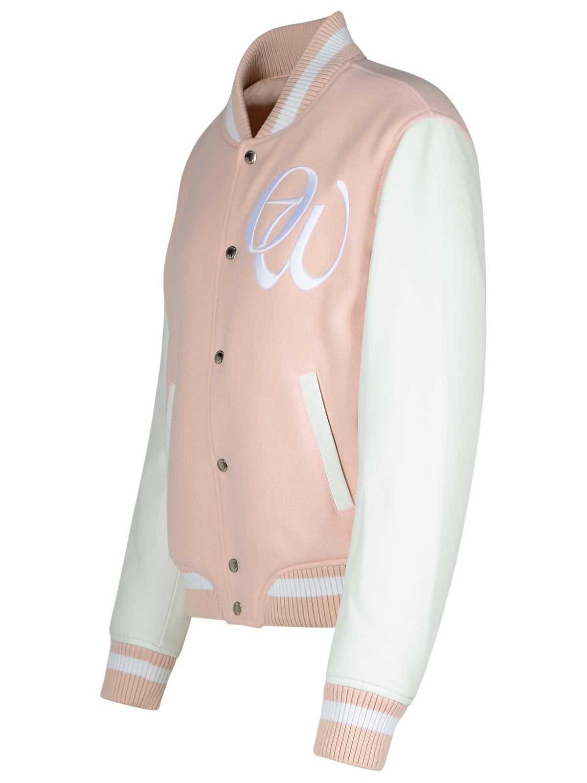 Shop Off-white Varsity Pink Fabric Blend Bomber Jacket